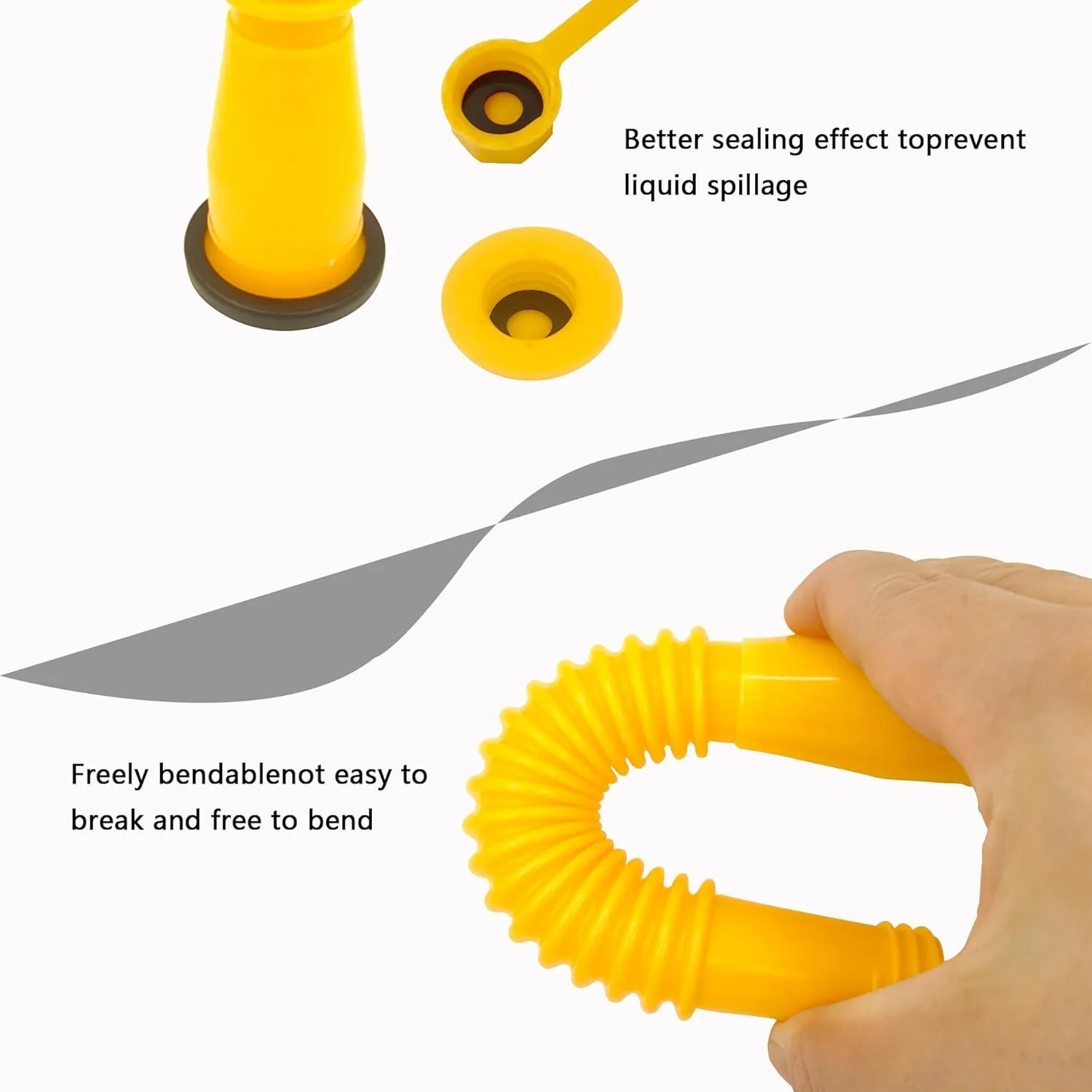 مجموعه جایگزینی لوله خروجی قوطی بنزین، نصب آسان لوله قوطی بنزین مدل قدیمی، لوله انعطاف پذیر مناسب برای اکثر قوطی های روغن 1/2/5/10 گالنی (6 عددی - زرد)