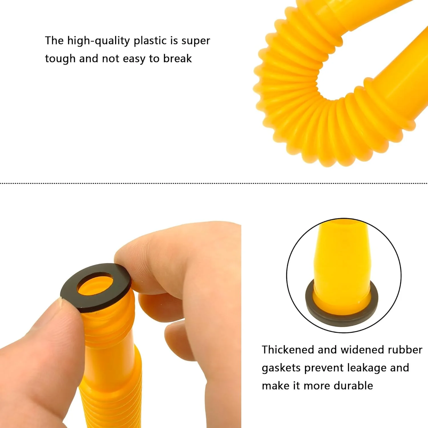 مجموعه جایگزینی لوله خروجی قوطی بنزین، نصب آسان لوله قوطی بنزین مدل قدیمی، لوله انعطاف پذیر مناسب برای اکثر قوطی های روغن 1/2/5/10 گالنی (6 عددی - زرد)