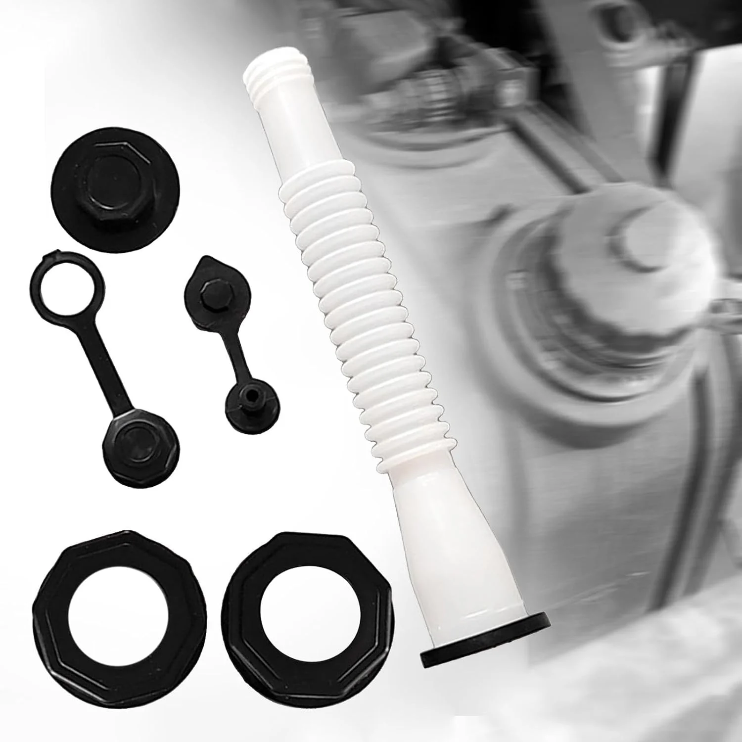 نازل جایگزین برای گالن بنزین، قیف لوازم جانبی، مناسب برای ماشین آلات صنعتی، نازل گالن بنزین بدون نشتی برای مخازن بنزین (سفید)