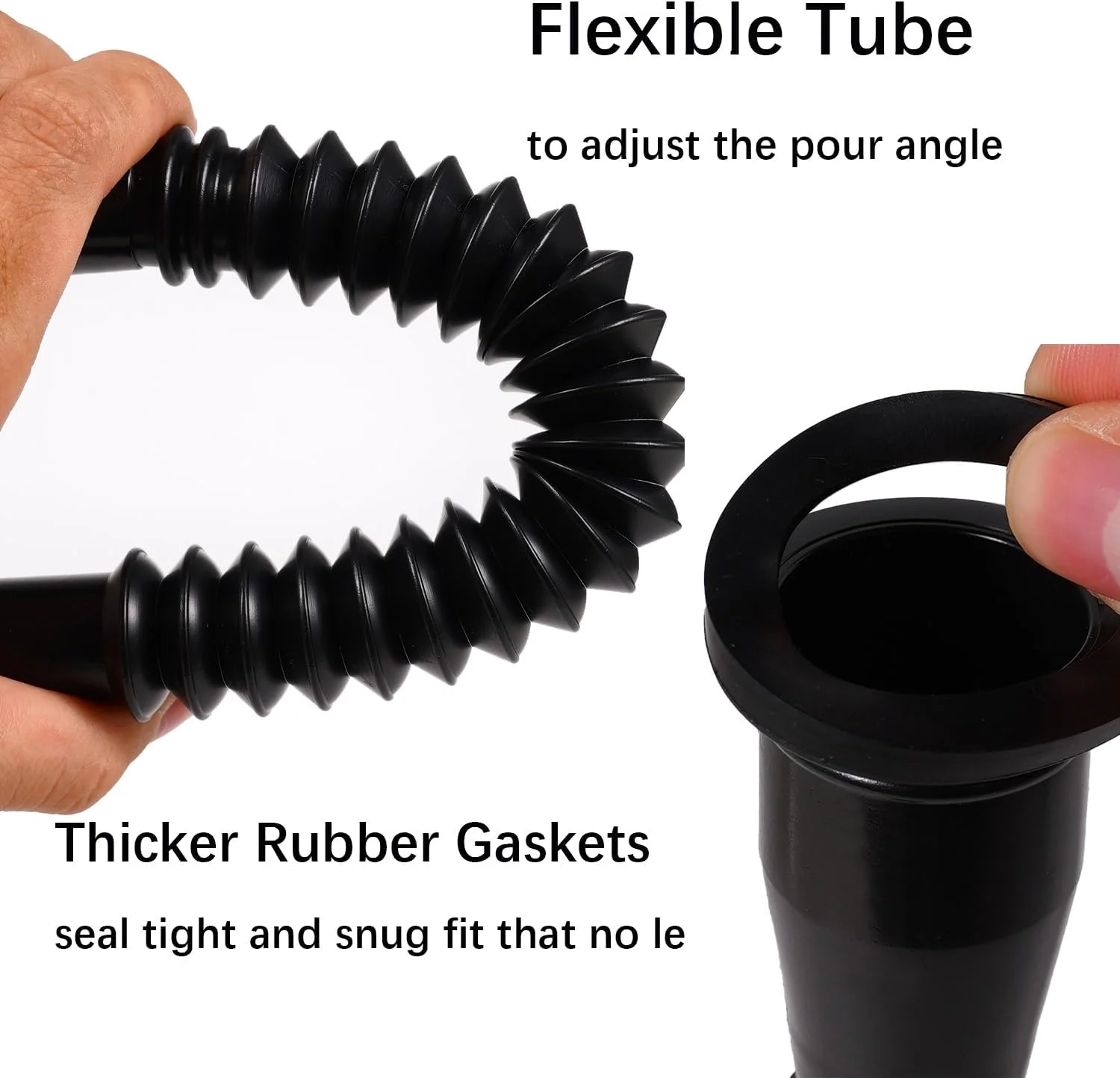 نازل جایگزین برای دبه بنزین با نازل انعطاف پذیر و مقیاس پذیر 30 سانتی متری، درپوش هواکش، درپوش پایه، مته، سازگار با Midwest Scepter Gott Blitz اکثر دبه های سوخت قدیمی 1، 2، 5 گالن، بسته 5 عددی (مشکی)