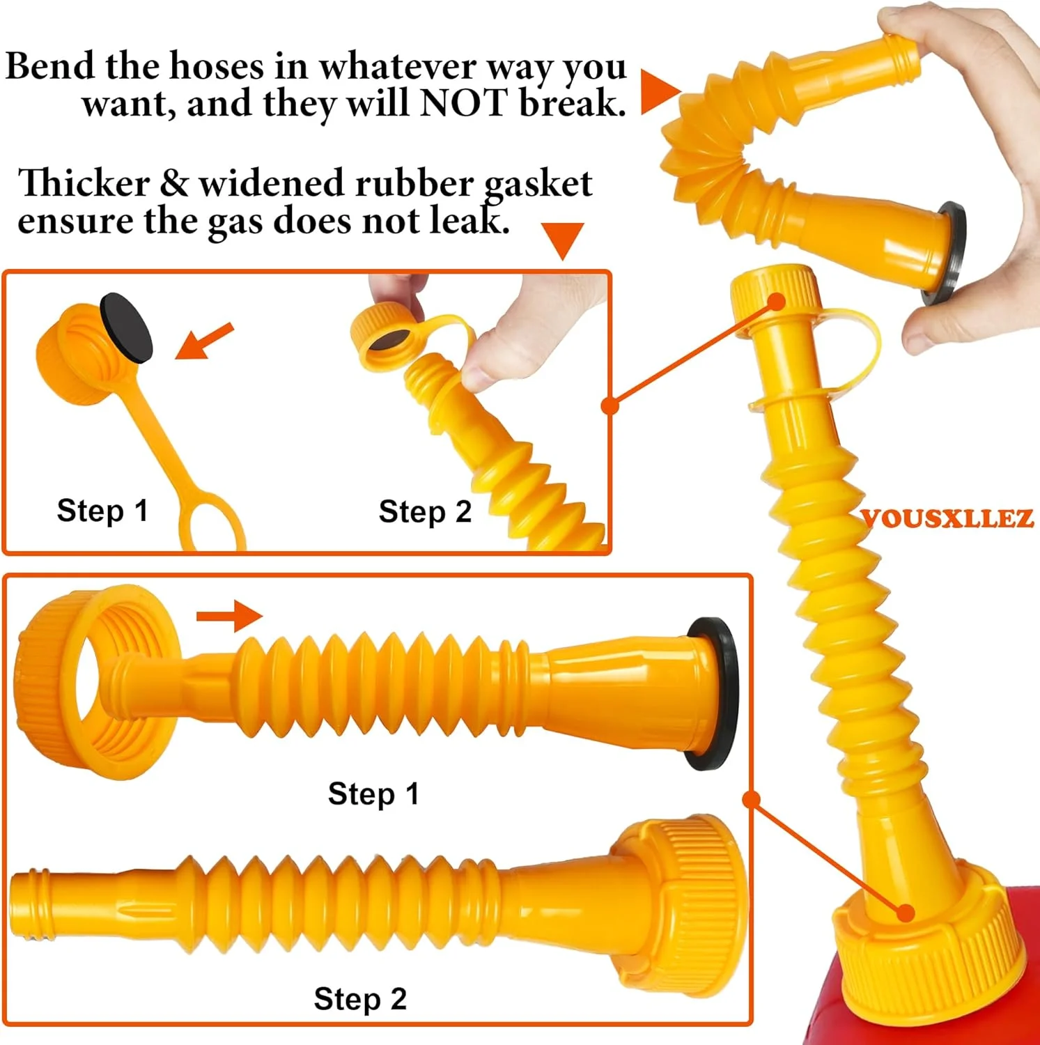 مجموعه جایگزین نازل مخزن سوخت، 3 عدد لوله زرد خم شو، نازل آسان ریز، 6 عدد درپوش پیچی با درپوش هواکش مخزن سوخت، نازل مخزن سوخت
