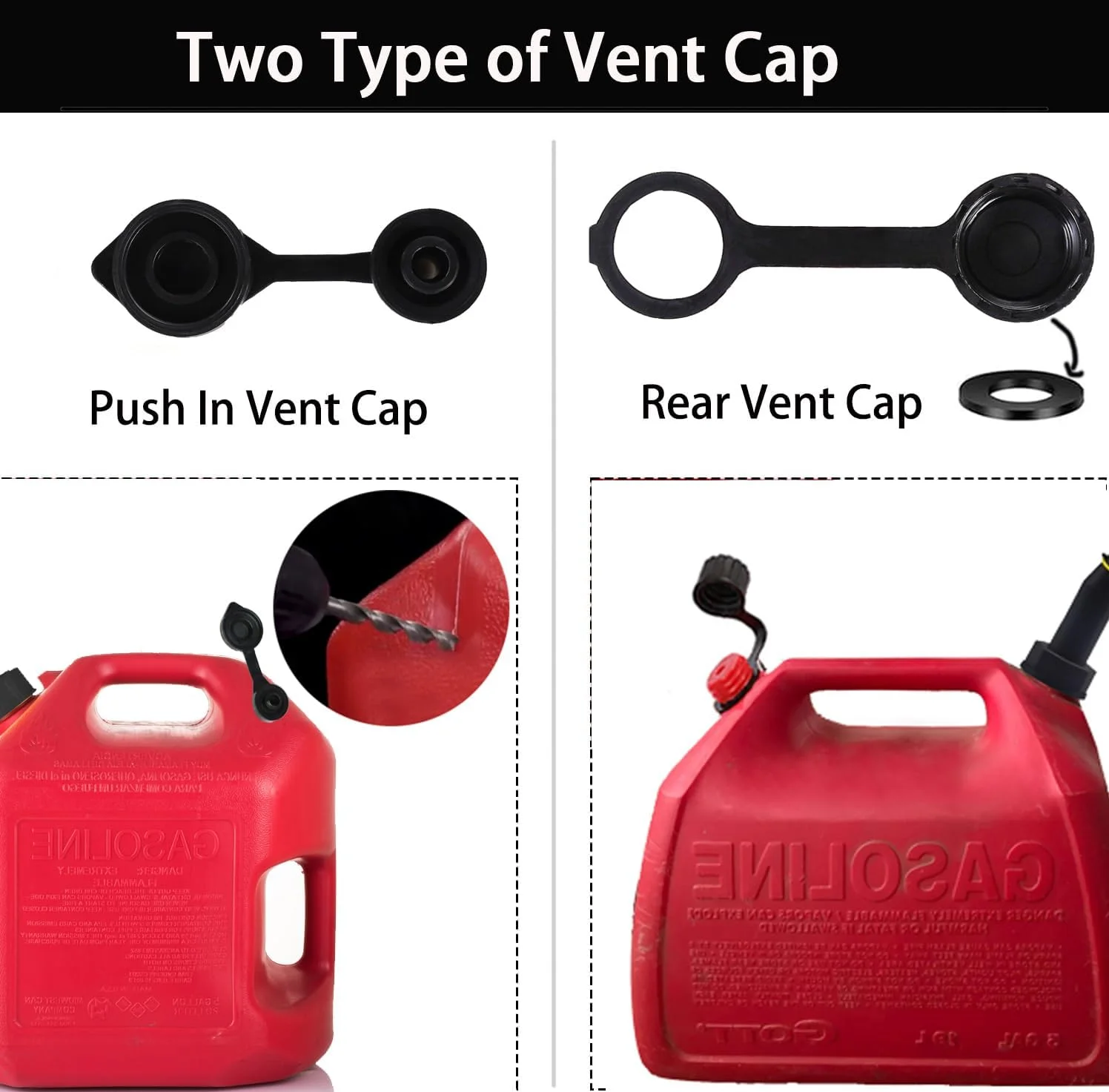 نازل جایگزین برای دبه بنزین با نازل انعطاف پذیر و مقیاس پذیر 30 سانتی متری، درپوش هواکش، درپوش پایه، مته، سازگار با Midwest Scepter Gott Blitz اکثر دبه های سوخت قدیمی 1، 2، 5 گالن، بسته 5 عددی (مشکی)
