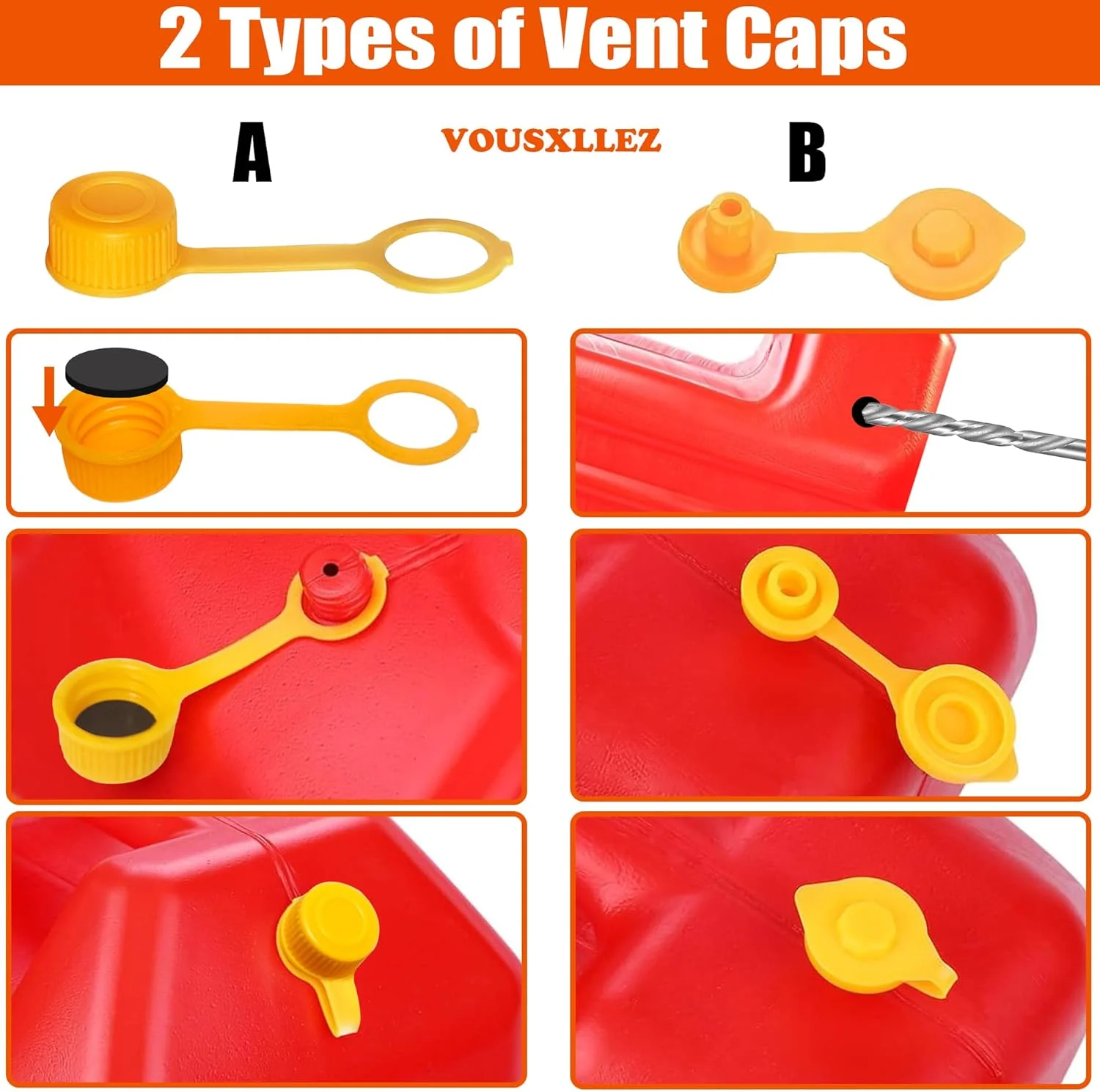 مجموعه جایگزین نازل مخزن سوخت، 3 عدد لوله زرد خم شو، نازل آسان ریز، 6 عدد درپوش پیچی با درپوش هواکش مخزن سوخت، نازل مخزن سوخت