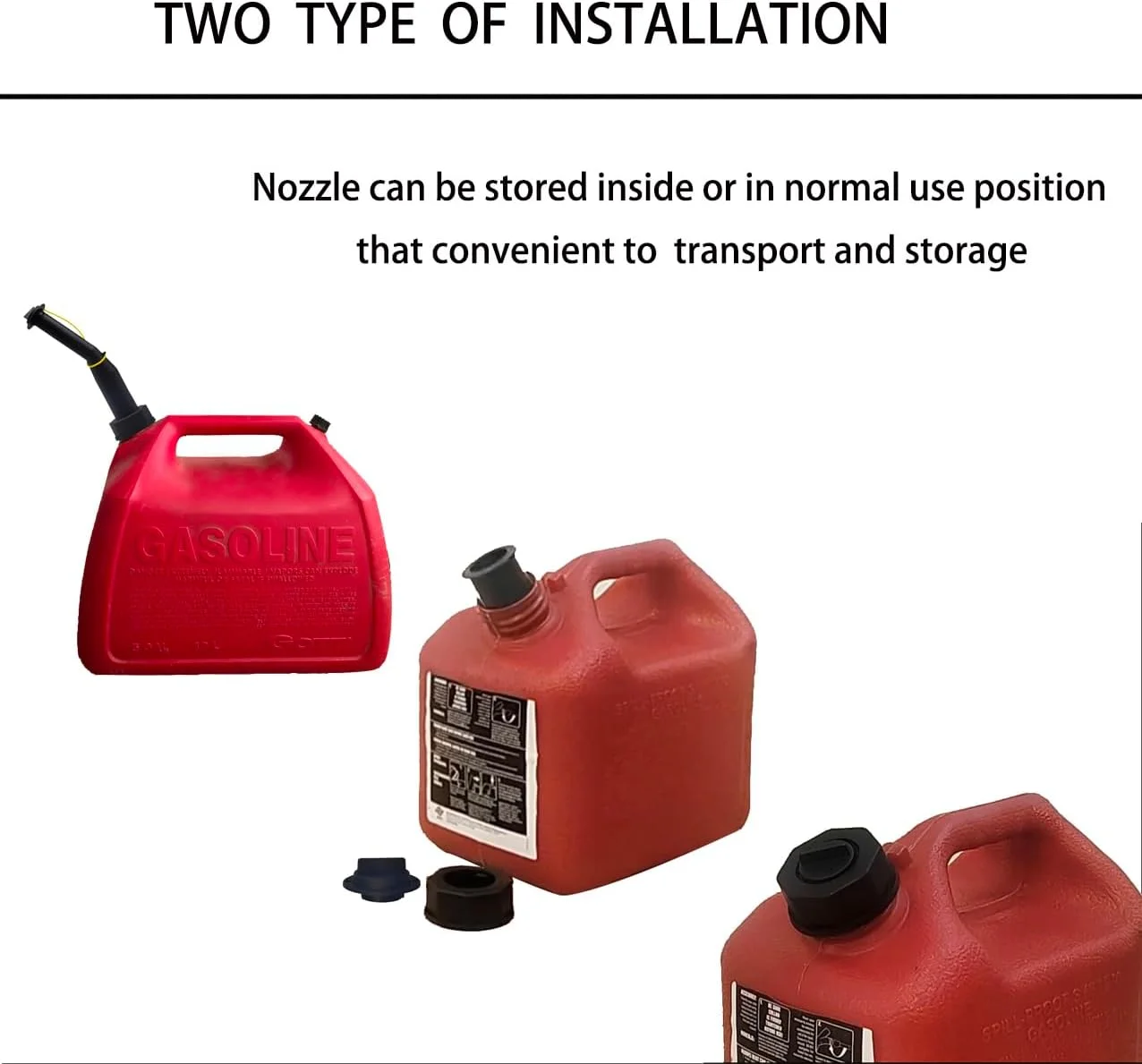 نازل جایگزین برای گالن بنزین مدل قدیمی به همراه نازل انعطاف پذیر، درپوش های پیچی با رزوه درشت و ریز، درپوش هواکش، سازگار با اکثر مخازن سوخت قدیمی و دبه های آب - بسته 3 عددی نازل جایگزین برای گالن بنزین مدل قدیمی به همراه نازل انعطاف پذیر، درپوش های پیچی با رزوه درشت و ریز، درپوش هواکش، سازگار با اکثر مخازن سوخت قدیمی و دبه های آب - بسته 3 عددی