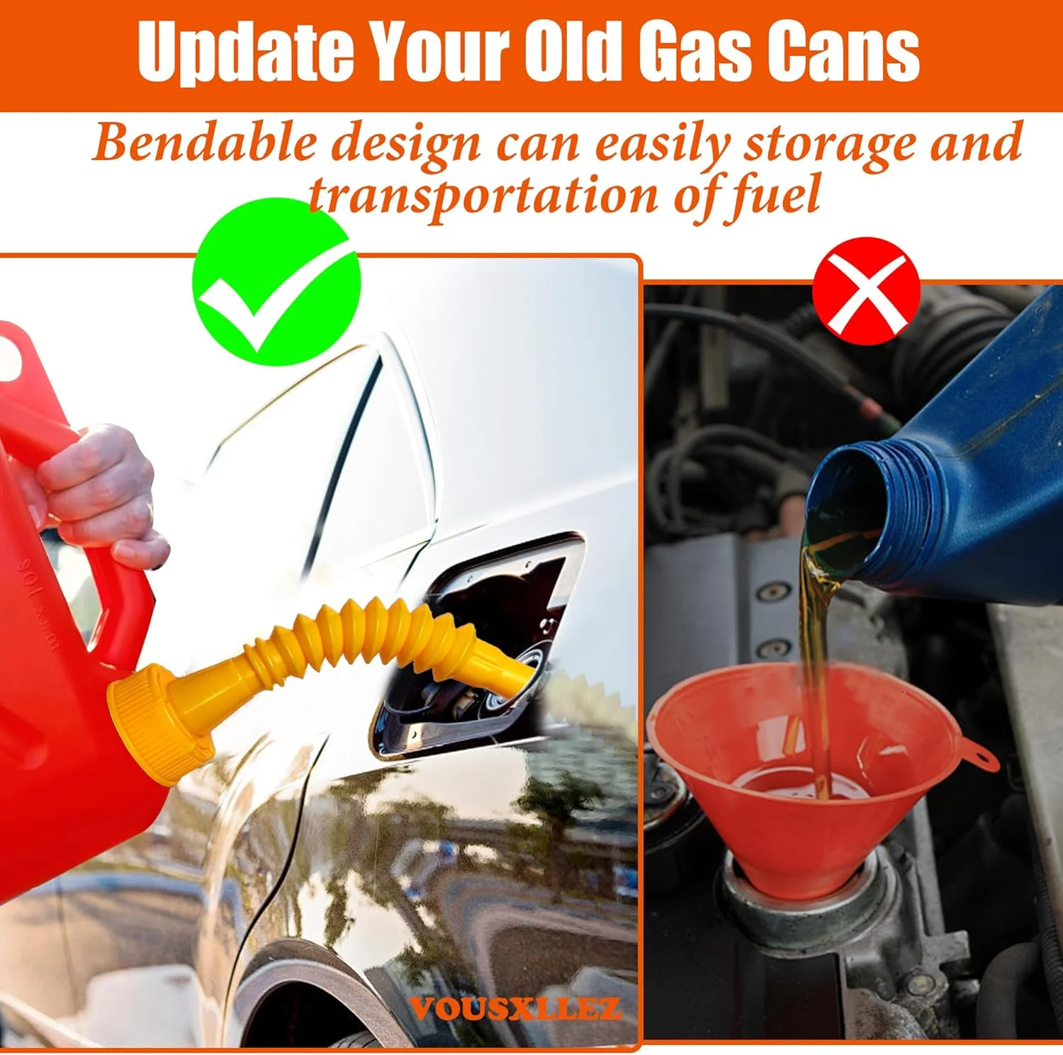 مجموعه جایگزین نازل مخزن سوخت، 3 عدد لوله زرد خم شو، نازل آسان ریز، 6 عدد درپوش پیچی با درپوش هواکش مخزن سوخت، نازل مخزن سوخت