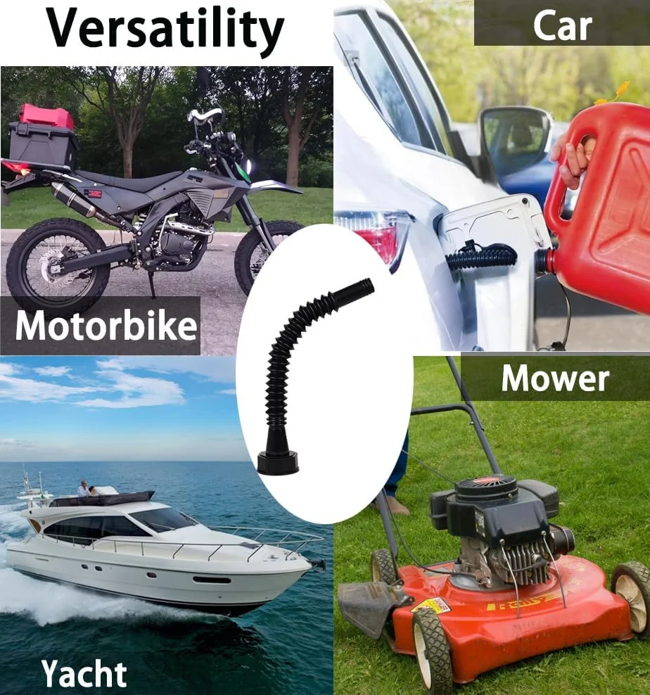 نازل جایگزین برای دبه بنزین با نازل انعطاف پذیر و مقیاس پذیر 30 سانتی متری، درپوش هواکش، درپوش پایه، مته، سازگار با Midwest Scepter Gott Blitz اکثر دبه های سوخت قدیمی 1، 2، 5 گالن، بسته 5 عددی (مشکی)