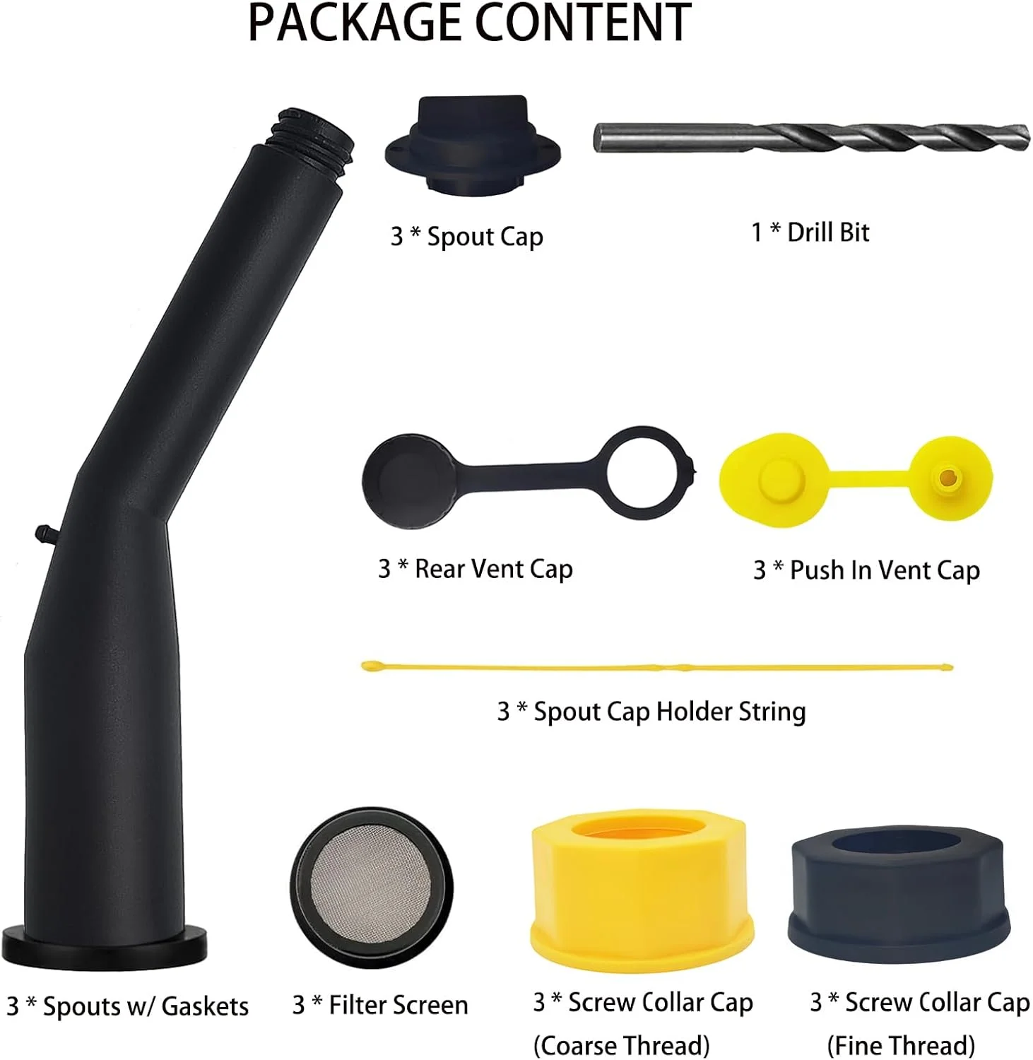 نازل جایگزین برای گالن بنزین مدل قدیمی به همراه نازل انعطاف پذیر، درپوش های پیچی با رزوه درشت و ریز، درپوش هواکش، سازگار با اکثر مخازن سوخت قدیمی و دبه های آب - بسته 3 عددی نازل جایگزین برای گالن بنزین مدل قدیمی به همراه نازل انعطاف پذیر، درپوش های پیچی با رزوه درشت و ریز، درپوش هواکش، سازگار با اکثر مخازن سوخت قدیمی و دبه های آب - بسته 3 عددی