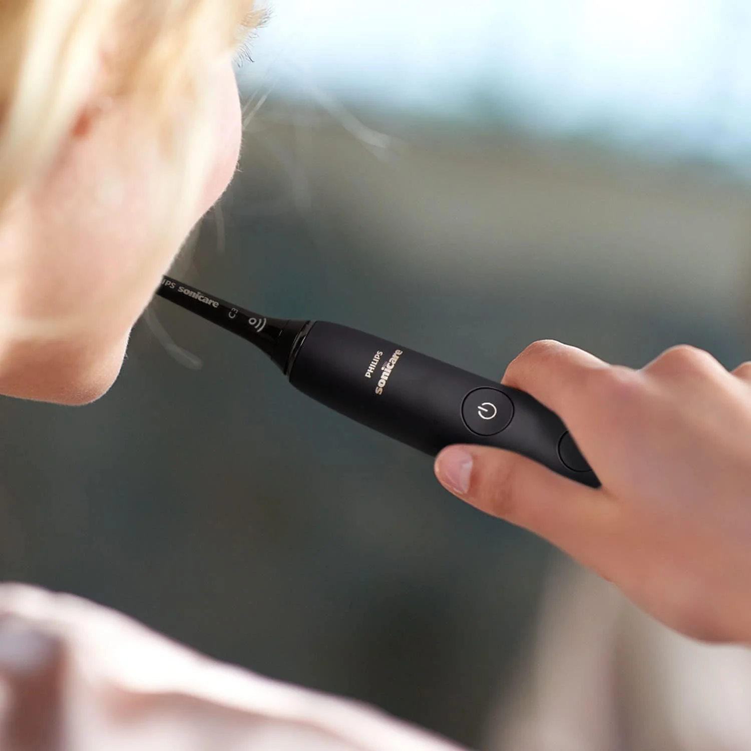 Philips Sonicare DiamondClean 9000 Set of 2 Black Electric Toothbrushes, 4 Modes, 3 Intensities, Gum Pressure Sensor, App, Connected Handles, Charging Glass & Stand, UK 2-Pin Bathroom Plug - HX9