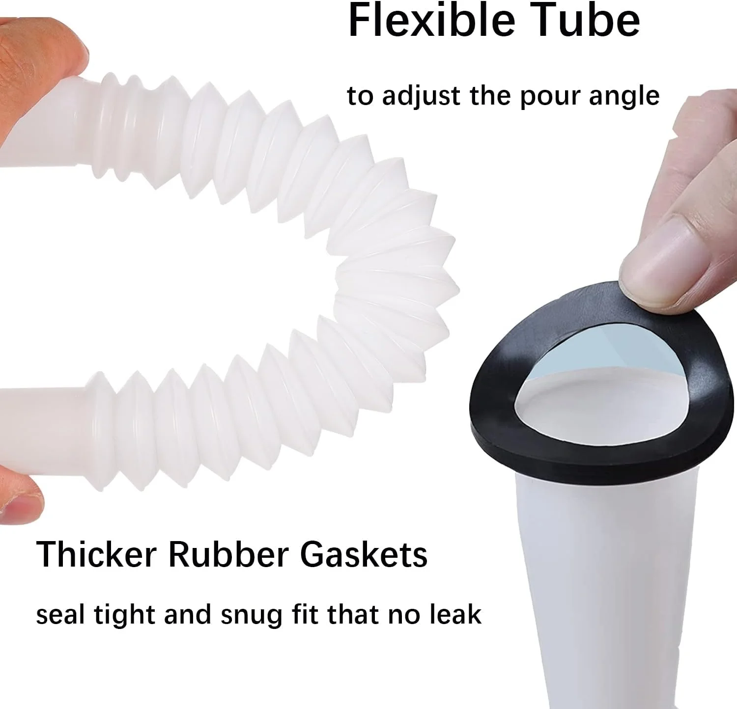 نازل جایگزین برای گالن بنزین، مدل قدیمی، بلند و انعطاف پذیر، به همراه واشر، درپوش هواکش، درپوش پایه و مته، سازگار با Midwest Gott Blitz و اکثر گالن های سوخت و آب قدیمی 1، 2 و 5 گالنی، سفید