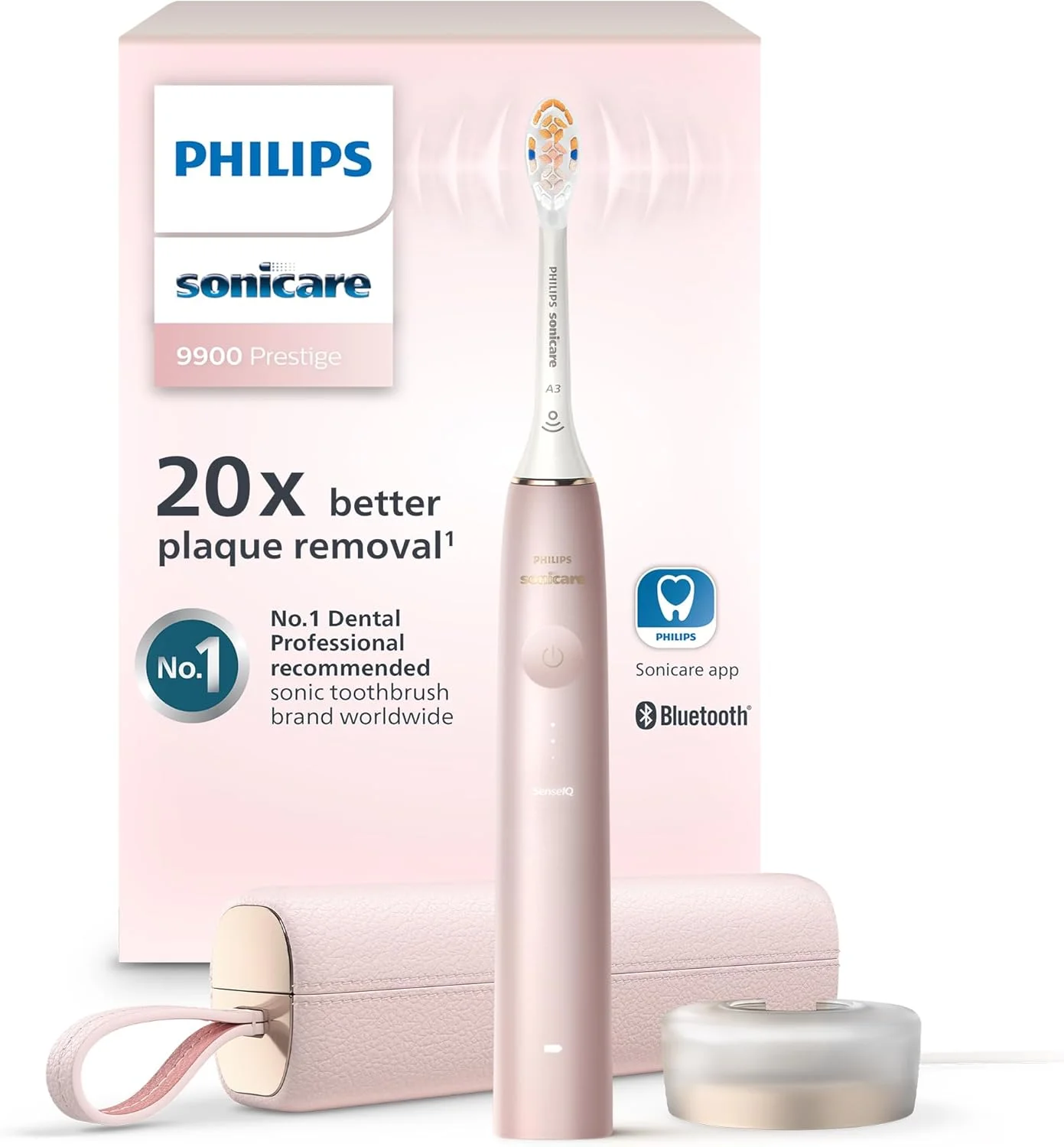 مسواک برقی شارژی فیلیپس Sonicare 9900 Prestige با فناوری SenseIQ، صورتی، HX9990/13