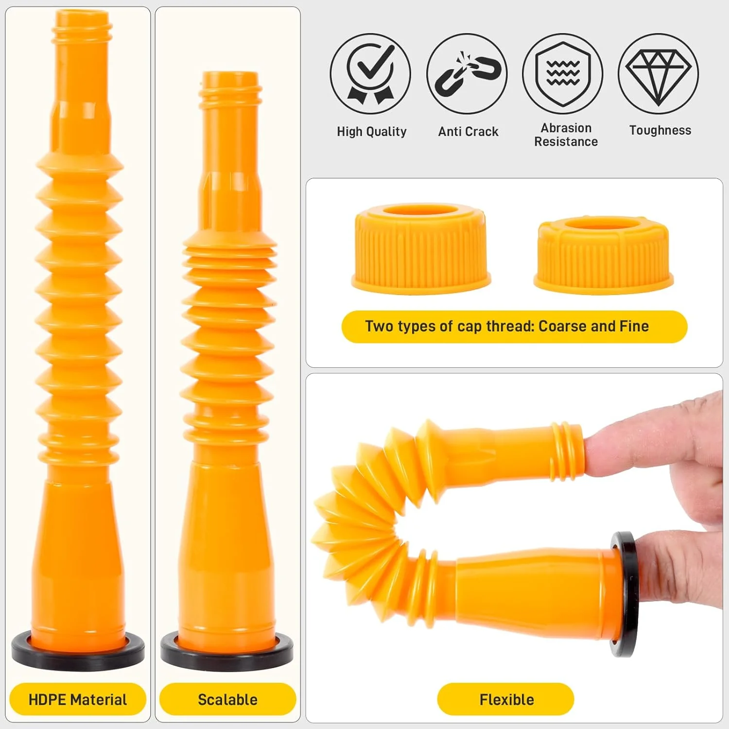 پک 5 عددی جایگزین نازل خروجی بنزین، نازل قابل افزایش طول برای ظروف بنزین 1/2/5/10 گالنی، بادوام، ضد نشت، طراحی آسان برای ریختن