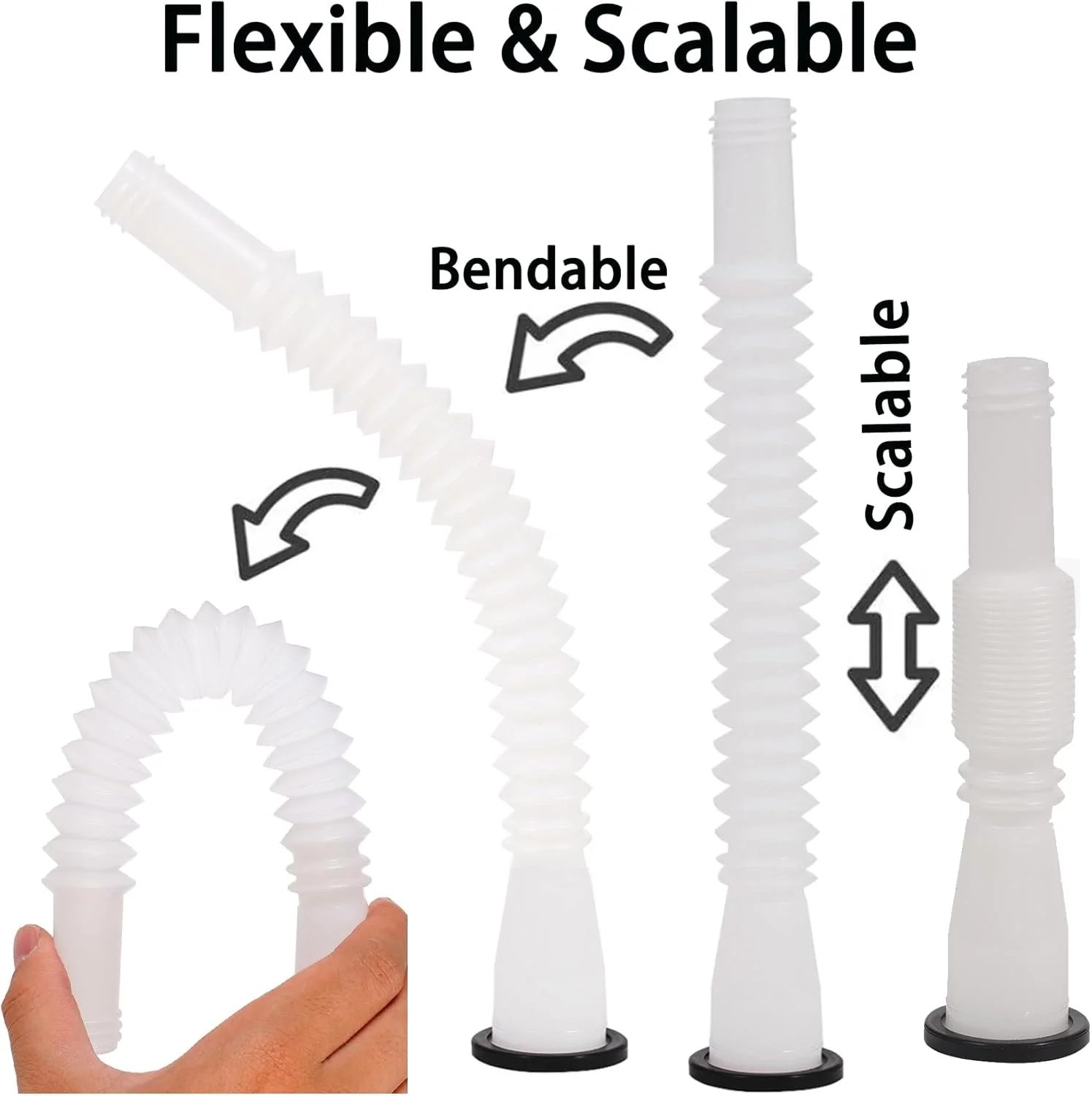 نازل جایگزین برای گالن بنزین، مدل قدیمی، بلند و انعطاف پذیر، به همراه واشر، درپوش هواکش، درپوش پایه و مته، سازگار با Midwest Gott Blitz و اکثر گالن های سوخت و آب قدیمی 1، 2 و 5 گالنی، سفید