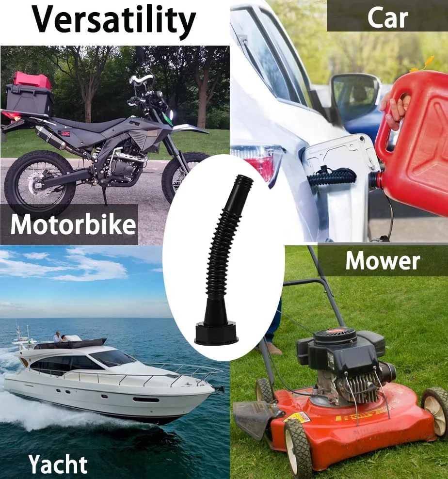 نازل جایگزین برای گالن بنزین، مدل قدیمی، انعطاف پذیر، به همراه واشر، درپوش هواکش، درپوش پایه و مته، سازگار با Midwest Gott Blitz و اکثر گالن های سوخت قدیمی، مناسب برای گالن های 1، 2، 5 و 10 گالنی، رنگ مشکی