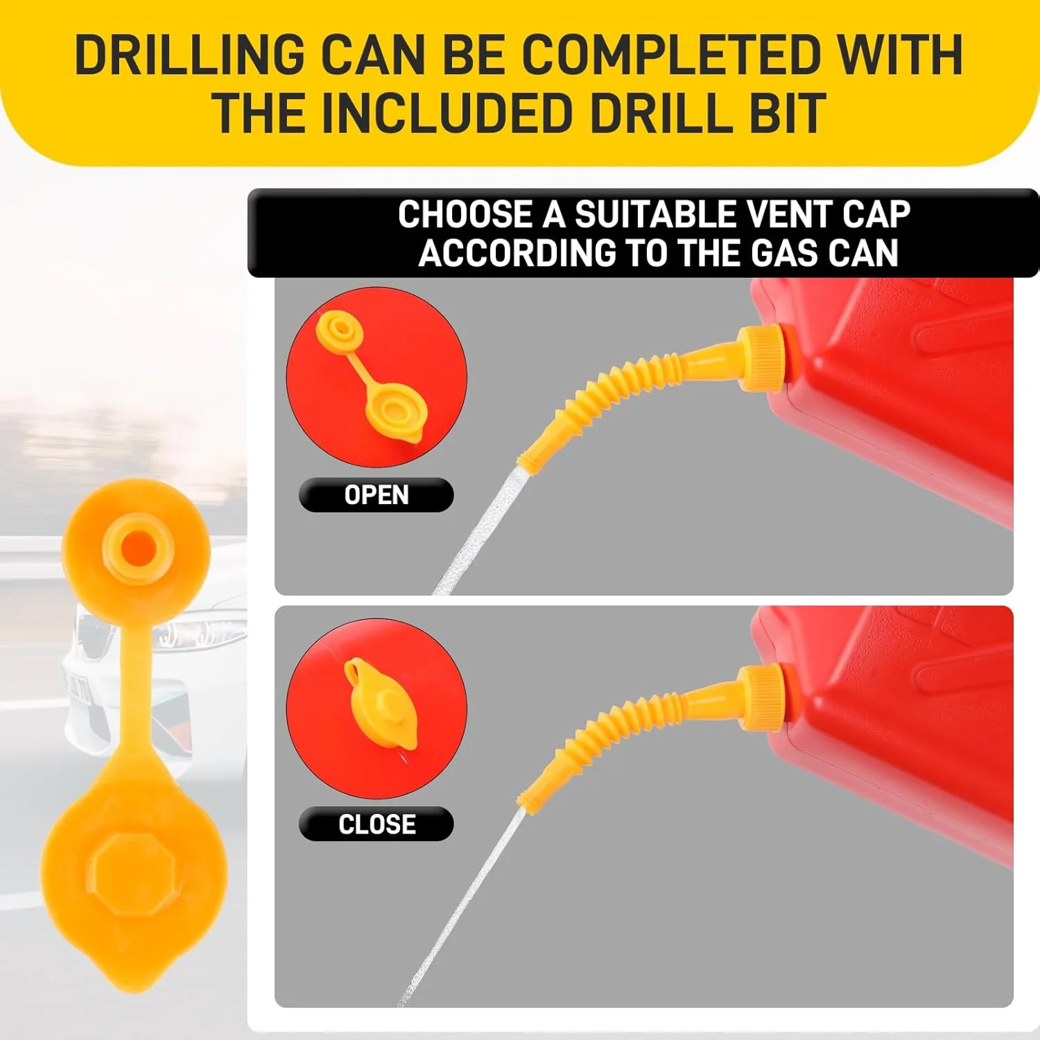 پک 5 عددی جایگزین نازل خروجی بنزین، نازل قابل افزایش طول برای ظروف بنزین 1/2/5/10 گالنی، بادوام، ضد نشت، طراحی آسان برای ریختن