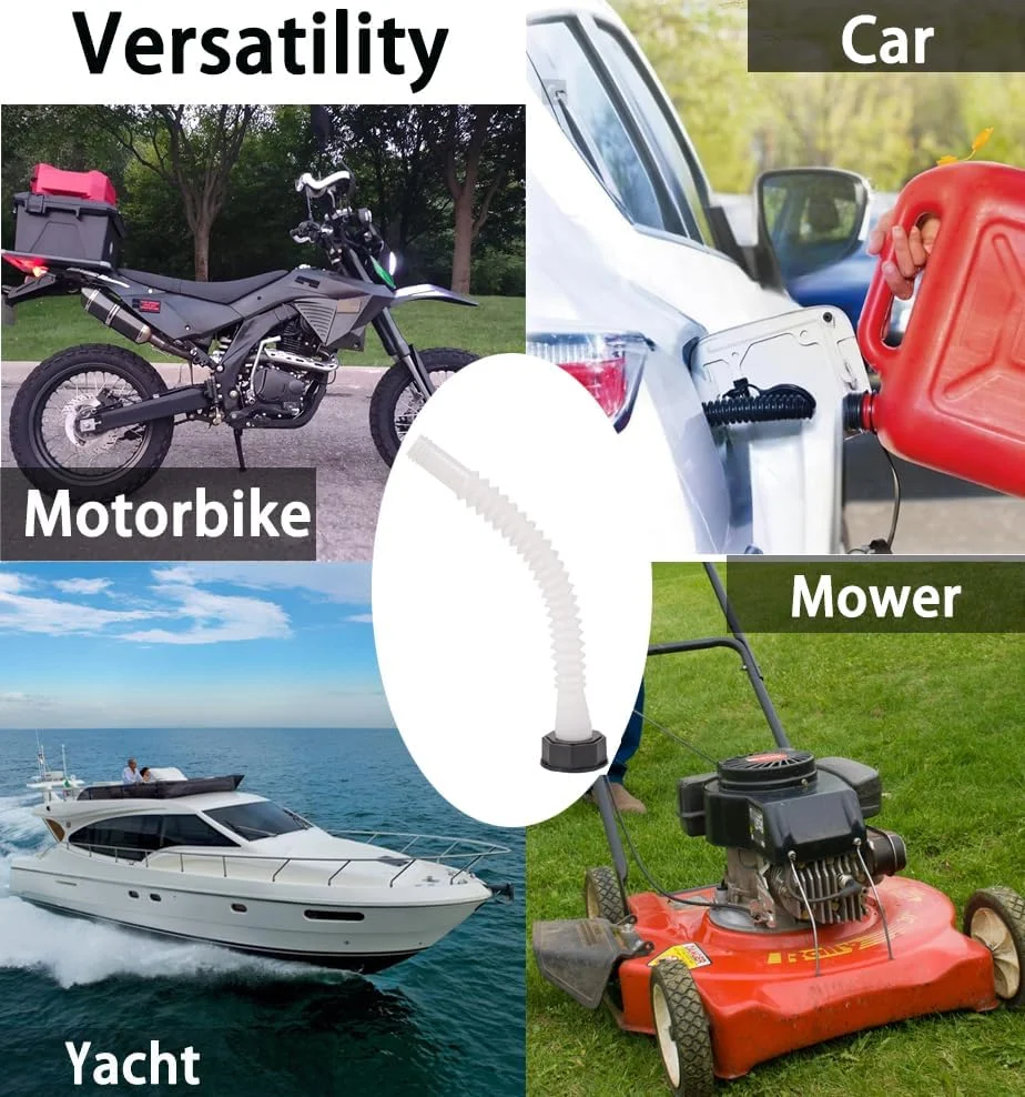 نازل جایگزین برای گالن بنزین، مدل قدیمی، بلند و انعطاف پذیر، به همراه واشر، درپوش هواکش، درپوش پایه و مته، سازگار با Midwest Gott Blitz و اکثر گالن های سوخت و آب قدیمی 1، 2 و 5 گالنی، سفید