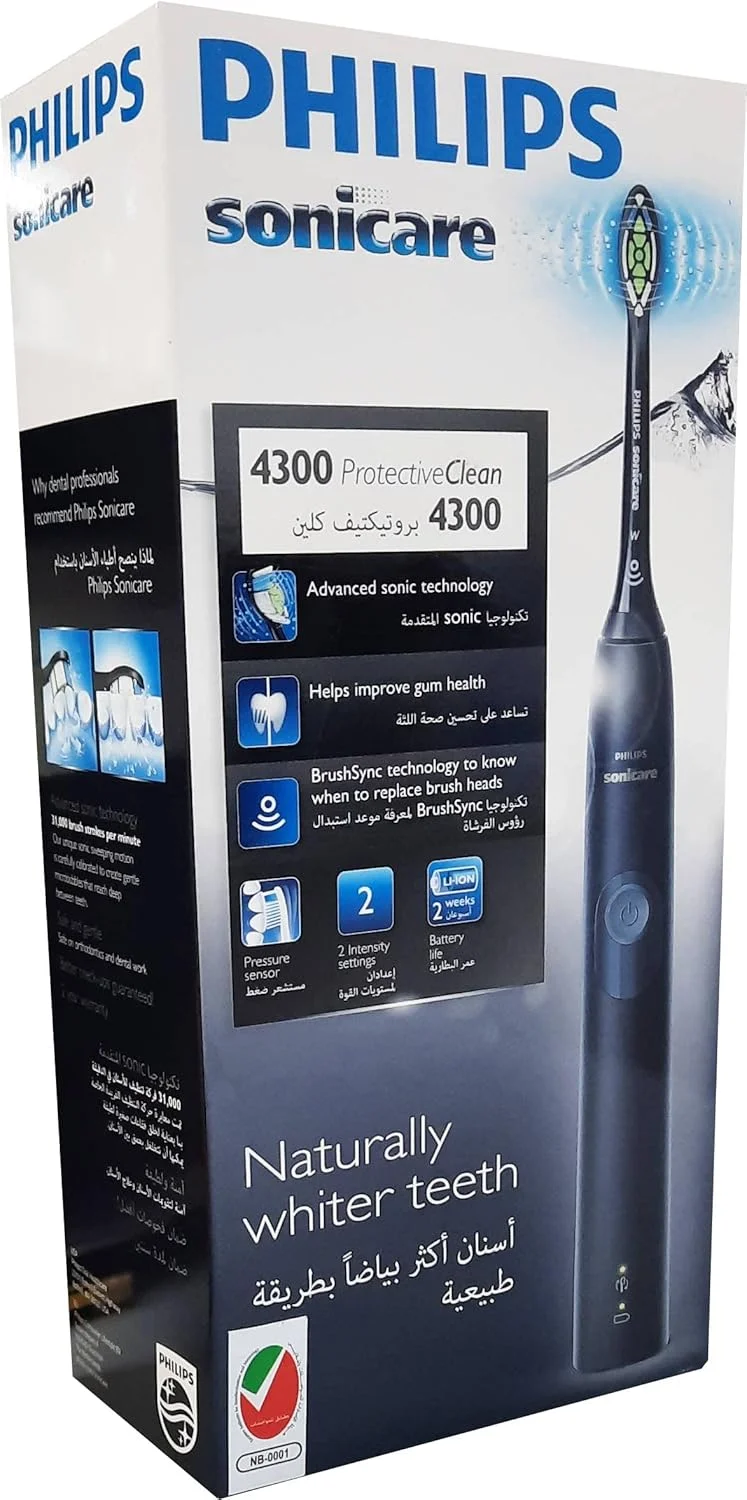 مسواک برقی فیلیپس Sonicare 4300 Protective Clean، مدل HX6800/44، مشکی، دارای پین سه شاخه امارات مسواک برقی فیلیپس Sonicare 4300 Protective Clean، مدل HX6800/44، مشکی، دارای پین سه شاخه امارات