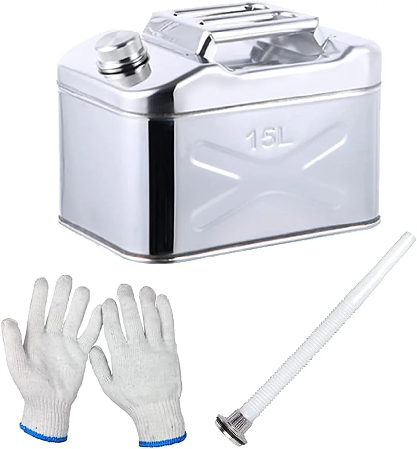 گالن فلزی قابل حمل 304 استیل ضد زنگ بنزین با لوله راهنمای روغن مناسب حمل و نقل، کمپینگ و مسافرت (15 لیتر) گالن فلزی قابل حمل 304 استیل ضد زنگ بنزین با لوله راهنمای روغن مناسب حمل و نقل، کمپینگ و مسافرت (15 لیتر)