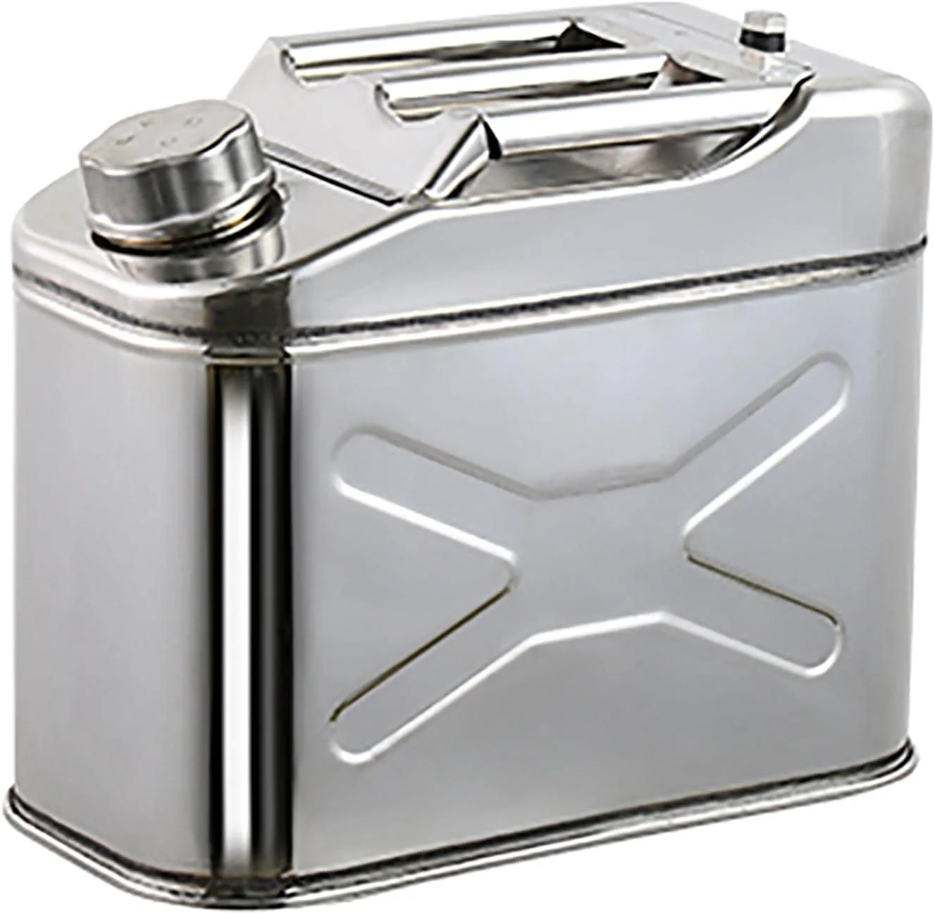 مخزن سوخت قابل حمل 201 از جنس استنلس استیل، گالن بنزین، ظرف یدکی خودرو، بنزین، موتورسیکلت، مخزن روغن خوراکی (10 لیتر)