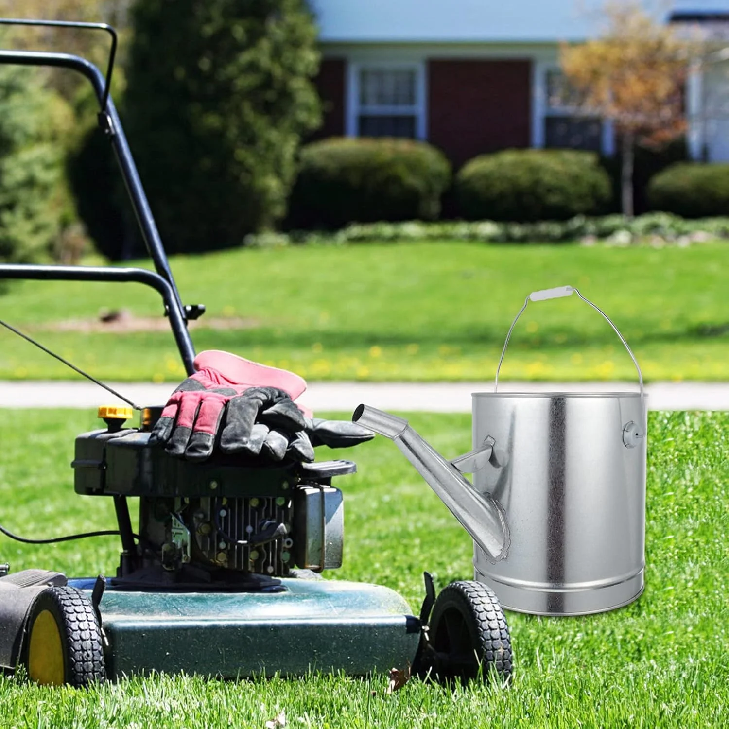 FFAACCA مخزن گاز قابل حمل، مخزن هوای قابل حمل، قوطی ایمنی بنزین، قوطی سوخت فلزی گالوانیزه، مخزن روغن بنزین، ظرف روغن برای خانه 15 لیتری، ظرف نگهدارنده گریس