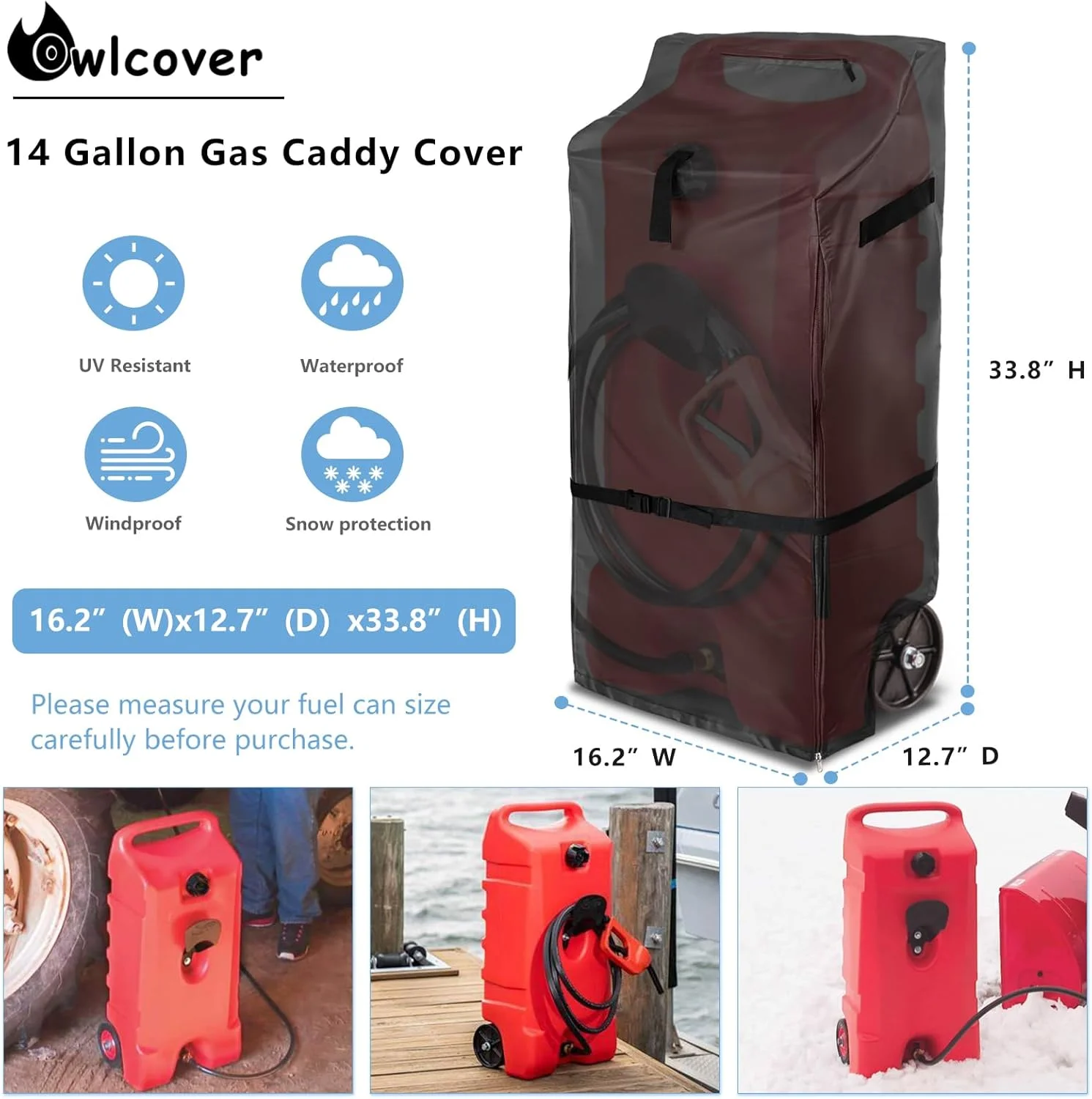 روکش مخزن گاز قابل حمل، برای مخزن سوخت گاز قابل حمل 14 گالنی، ضد آب و ضد اشعه ماوراء بنفش، دارای فویل آلومینیومی عایق، جلوگیری از دمای بالا. فقط روکش