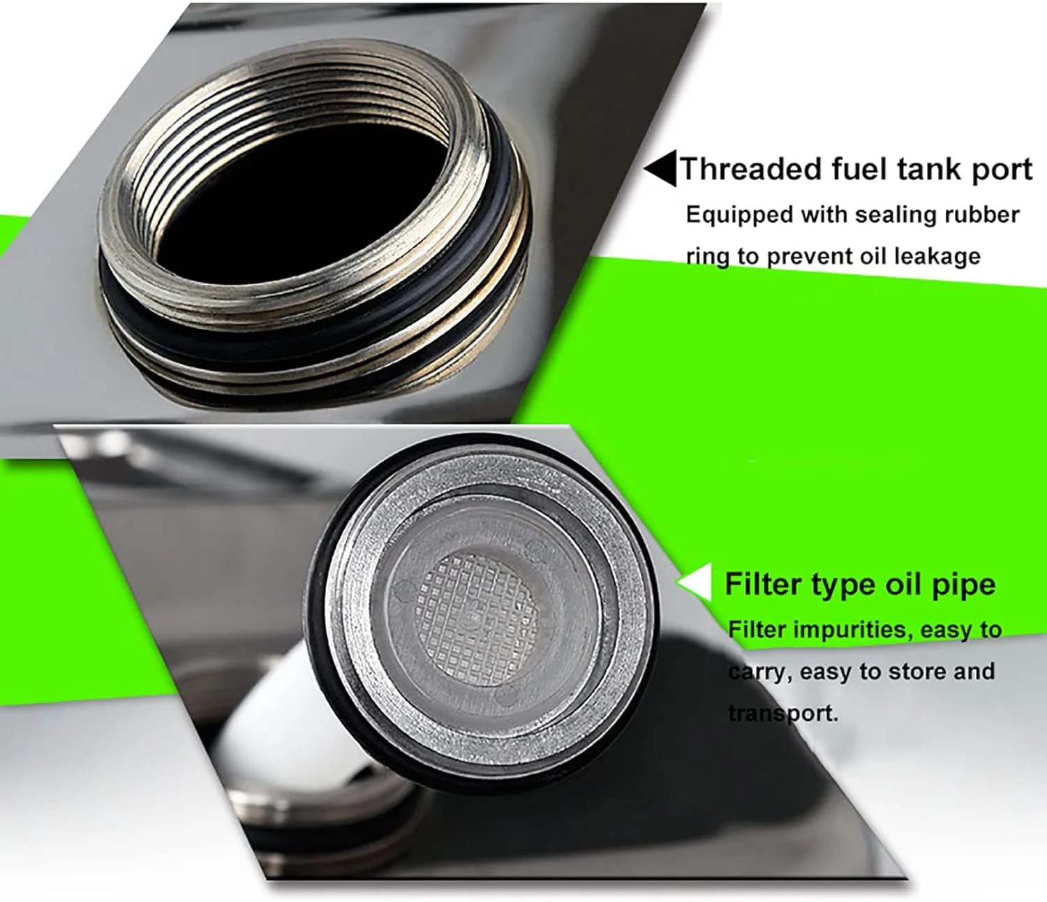 گالن قابل حمل 5 و 10 لیتری، مخزن سوخت استیل 304، گالن بنزین مناسب خودرو و موتورسیکلت، ظرف روغن بنزینی (5 لیتر)