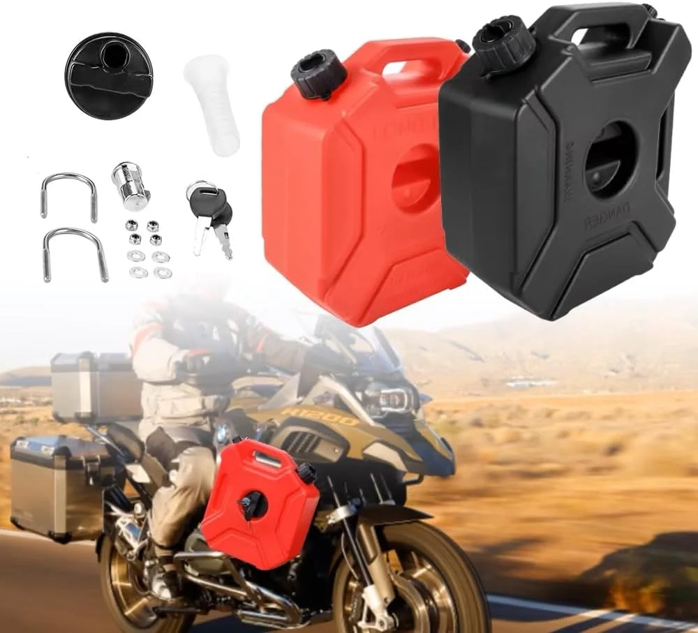 مجموعه مخزن سوخت قابل حمل 5 لیتری، قرمز، مخازن انتقال سوخت پلاستیکی سنگین، مناسب موتور سیکلت، تویوتا و جیپ مجموعه مخزن سوخت قابل حمل 5 لیتری، قرمز، مخازن انتقال سوخت پلاستیکی سنگین، مناسب موتور سیکلت، تویوتا و جیپ