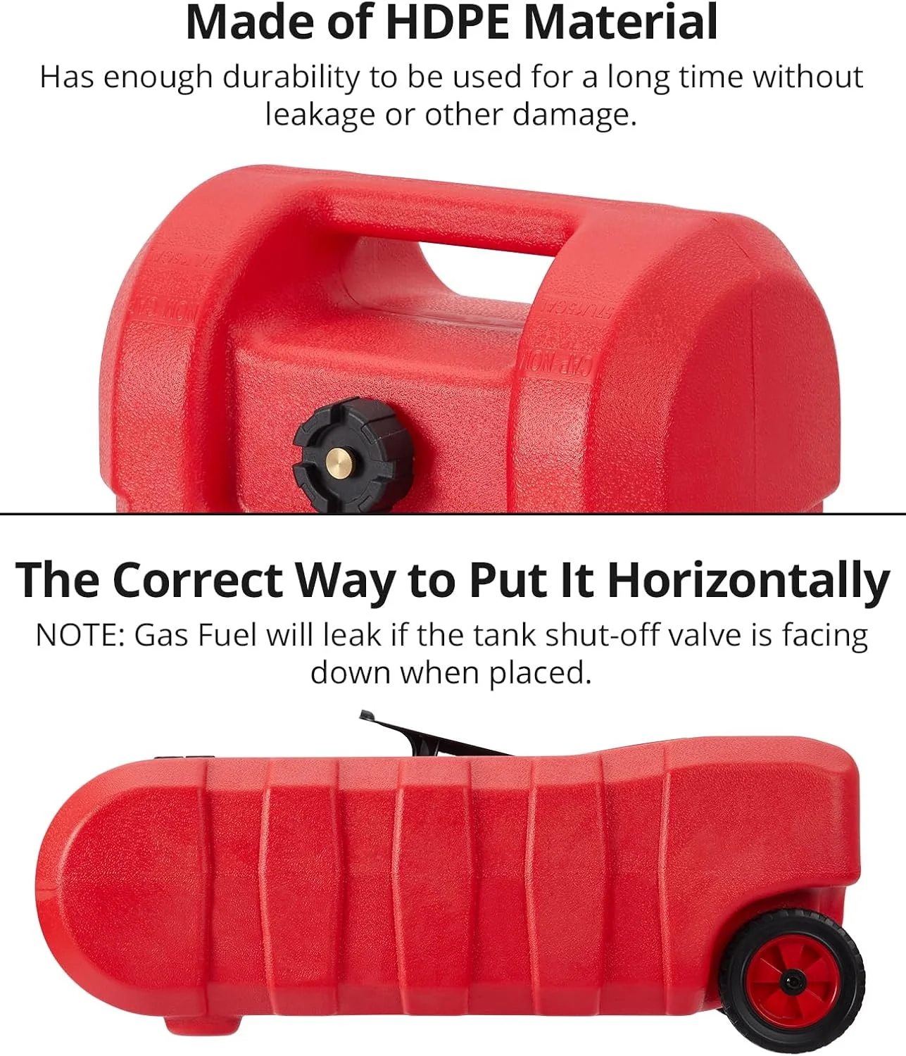 مخزن سوخت قابل حمل 15 گالن با چرخ، پمپ دستی سیفون با نرخ جریان 2 گالن و شلنگ 10 فوتی برای بنزین و گازوئیل