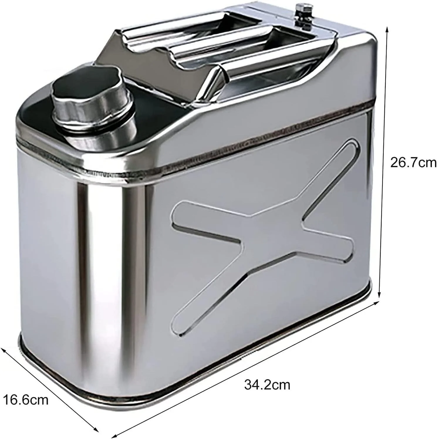 مخزن سوخت قابل حمل 5، 10، 15، 20 لیتری، مخزن سوخت فولادی ضد زنگ 304 برای مایعات بنزین دیزل (اندازه: 10 لیتر)