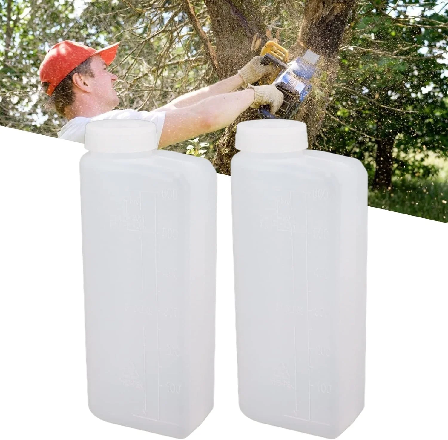 بطری مخلوط روغن بنزین 600 میلی لیتری 2 تکه، ظرف مخلوط کننده روغن حرفه ای برای اره زنجیری و ماشین های اتو