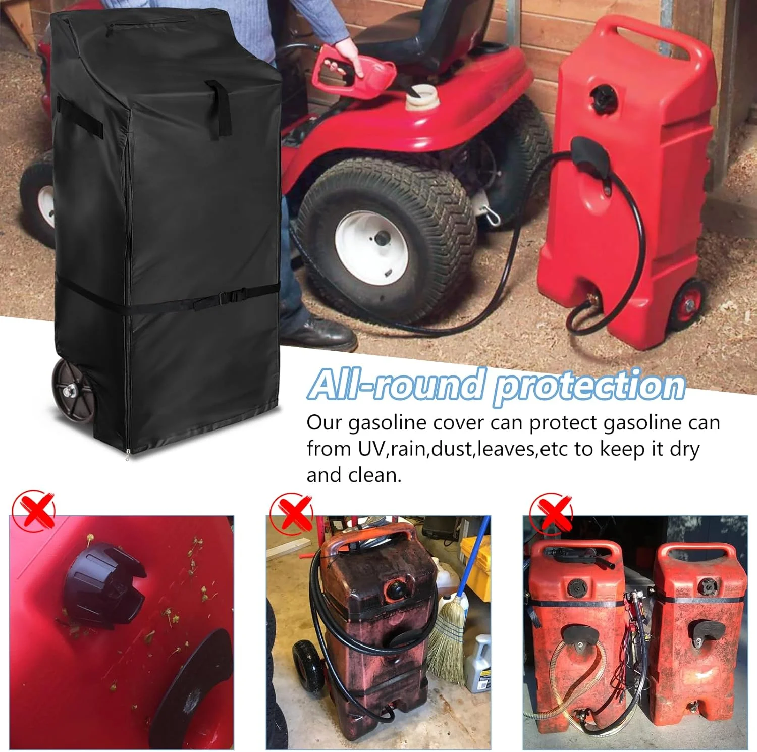 روکش مخزن گاز قابل حمل، برای مخزن سوخت گاز قابل حمل 14 گالنی، ضد آب و ضد اشعه ماوراء بنفش، دارای فویل آلومینیومی عایق، جلوگیری از دمای بالا. فقط روکش