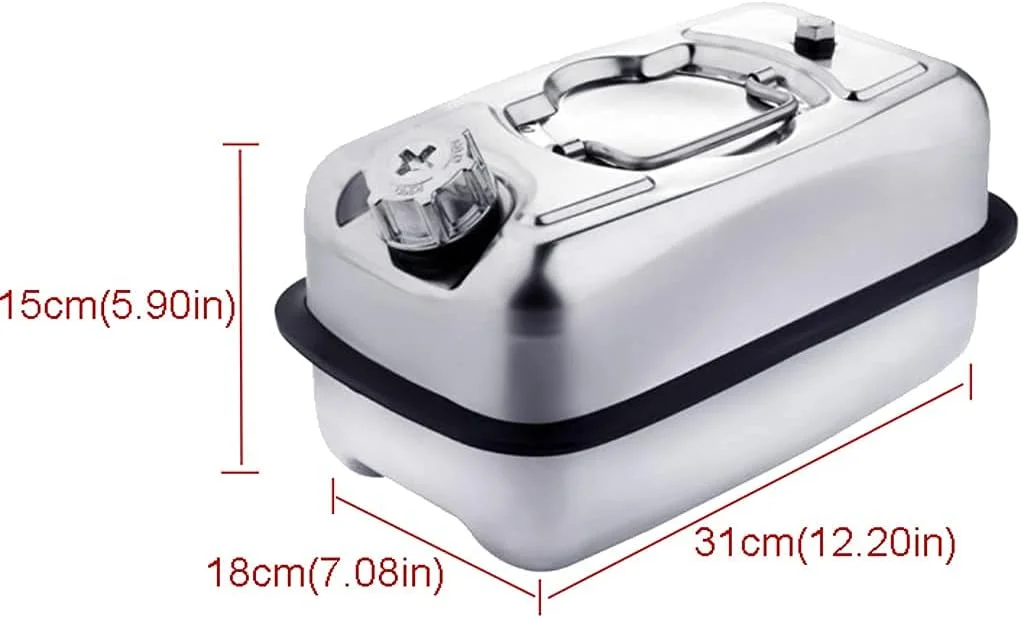 5L Mini Metal Fuel Can, Portable 304 Stainless Steel Petrol Cans Motorcycle Petrol Diesel Spare Can Gasoline Tank Metal Can