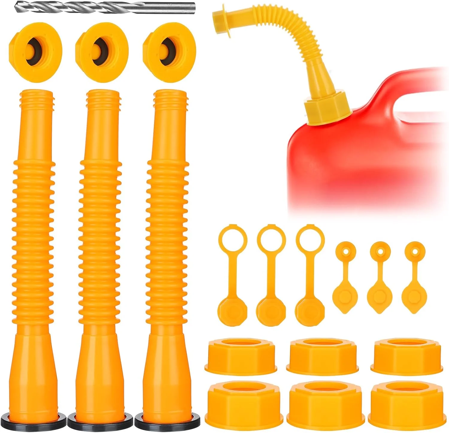 نازل جایگزین برای گالن بنزین PAMASE - کیت 3 عددی نازل مخزن سوخت با واشر برای گالن های روغن 1/2/5/10 گالنی، نصب آسان، ضد ریزش بادوام با درپوش های پیچی، پوشش نازل، درپوش پایه، مته