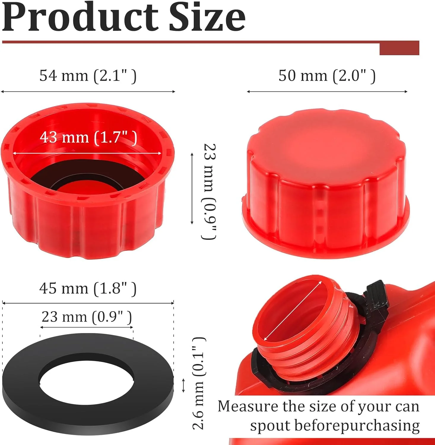درب باک بنزین پیریو، مناسب برای باک های 5 گالن با رزوه درشت، درب جایگزین باک بنزین 5 گالن، درب باک قابل حمل برای باک های پلاستیکی و فلزی، 4 عدد