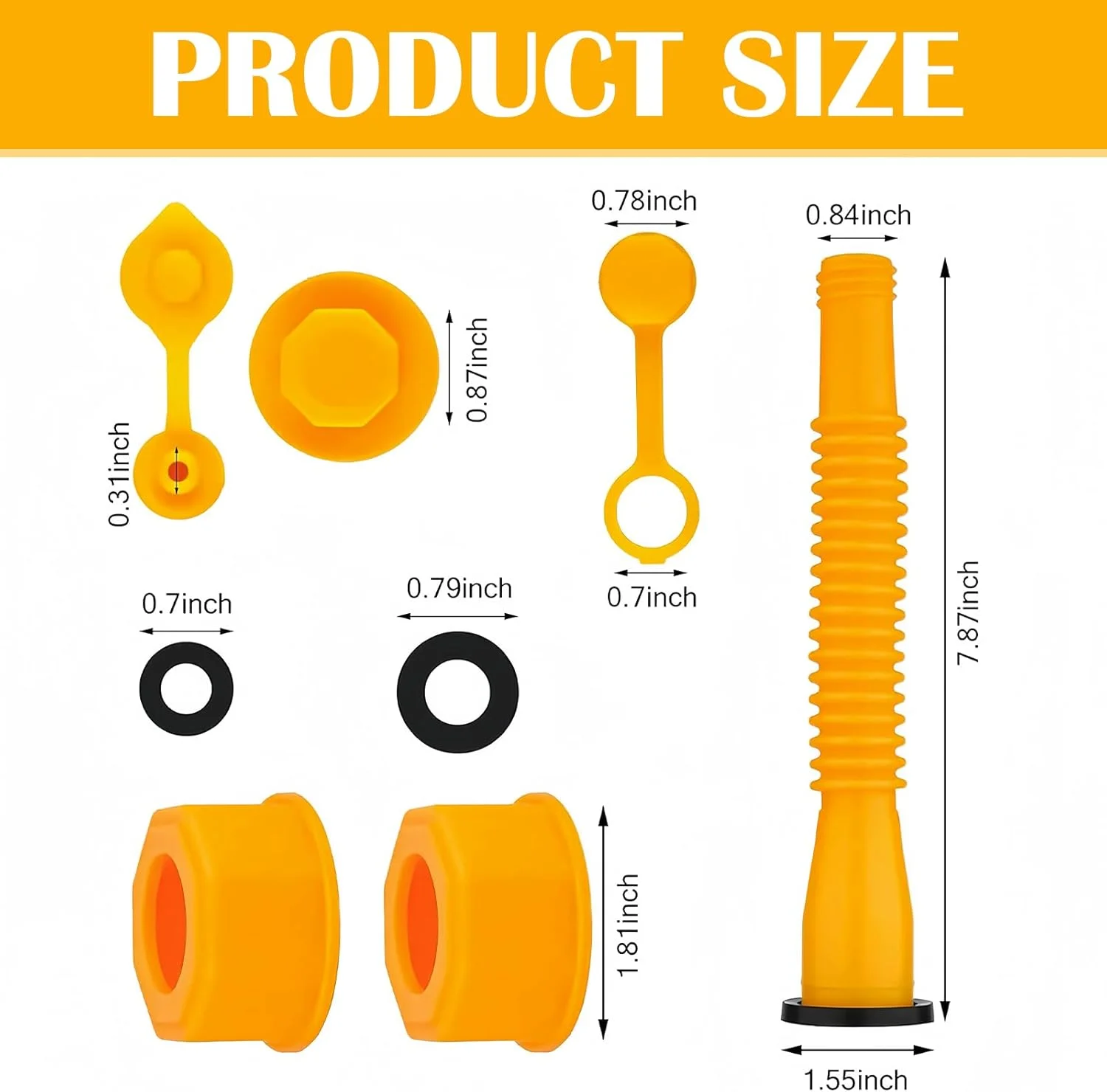 مجموعه 3 عددی نازل قیفی باک بنزین، نازل تانک مقیاس پذیر، مجموعه جایگزین خروجی باک بنزین با مته 8 میلی متری مناسب برای اکثر ظروف 1/2/5/10 گالنی