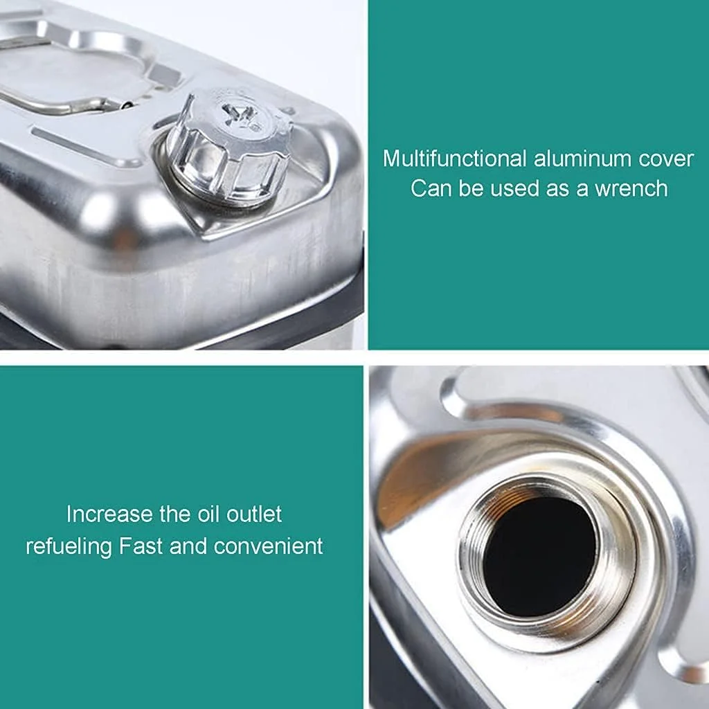 5L Mini Metal Fuel Can, Portable 304 Stainless Steel Petrol Cans Motorcycle Petrol Diesel Spare Can Gasoline Tank Metal Can