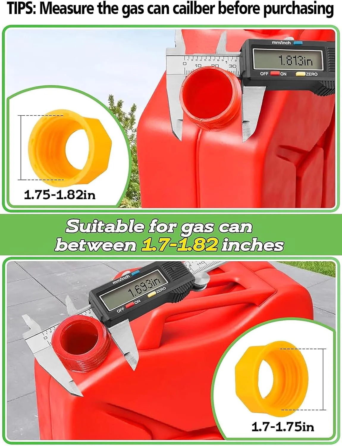 نازل جایگزین برای گالن بنزین PAMASE - کیت 3 عددی نازل مخزن سوخت با واشر برای گالن های روغن 1/2/5/10 گالنی، نصب آسان، ضد ریزش بادوام با درپوش های پیچی، پوشش نازل، درپوش پایه، مته