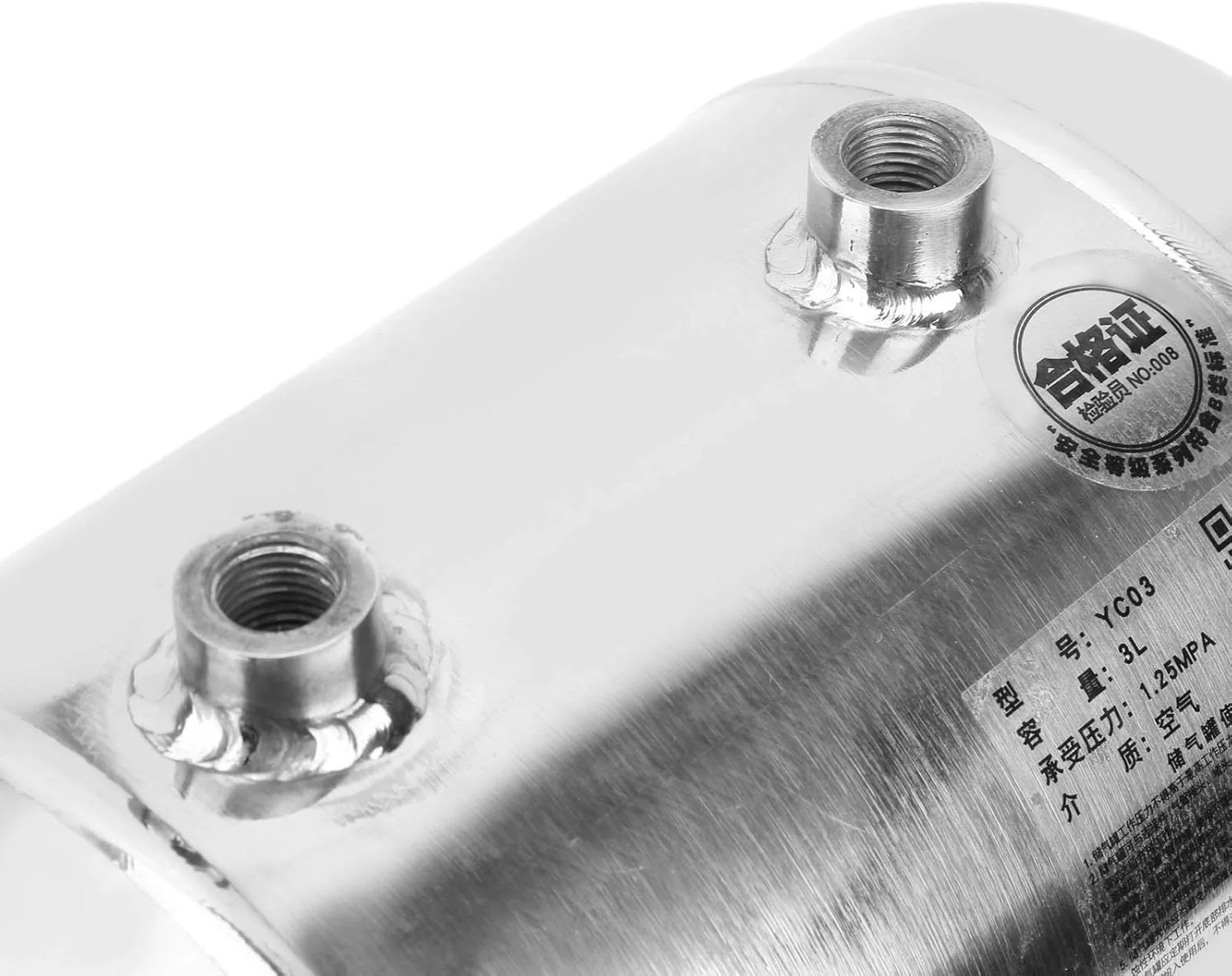 مخزن گاز پرداخت شده 3 لیتری افقی با فشار بالا، مخزن ذخیره هوا، فولاد ضد زنگ 4 پورت مخزن گاز پرداخت شده 3 لیتری افقی با فشار بالا، مخزن ذخیره هوا، فولاد ضد زنگ 4 پورت