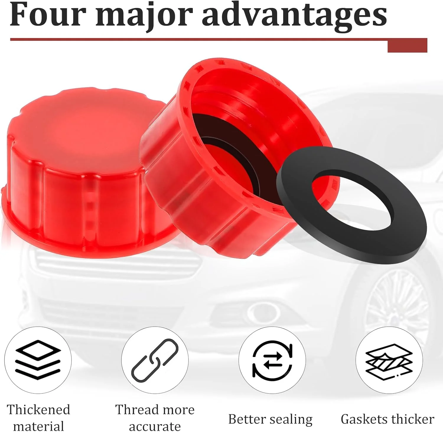 درب باک بنزین پیریو، مناسب برای باک های 5 گالن با رزوه درشت، درب جایگزین باک بنزین 5 گالن، درب باک قابل حمل برای باک های پلاستیکی و فلزی، 4 عدد