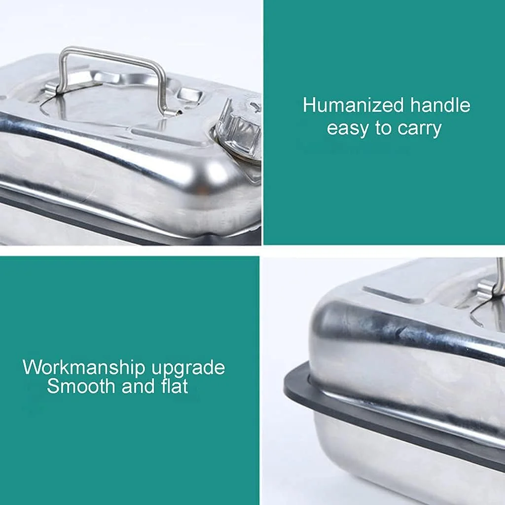 5L Mini Metal Fuel Can, Portable 304 Stainless Steel Petrol Cans Motorcycle Petrol Diesel Spare Can Gasoline Tank Metal Can