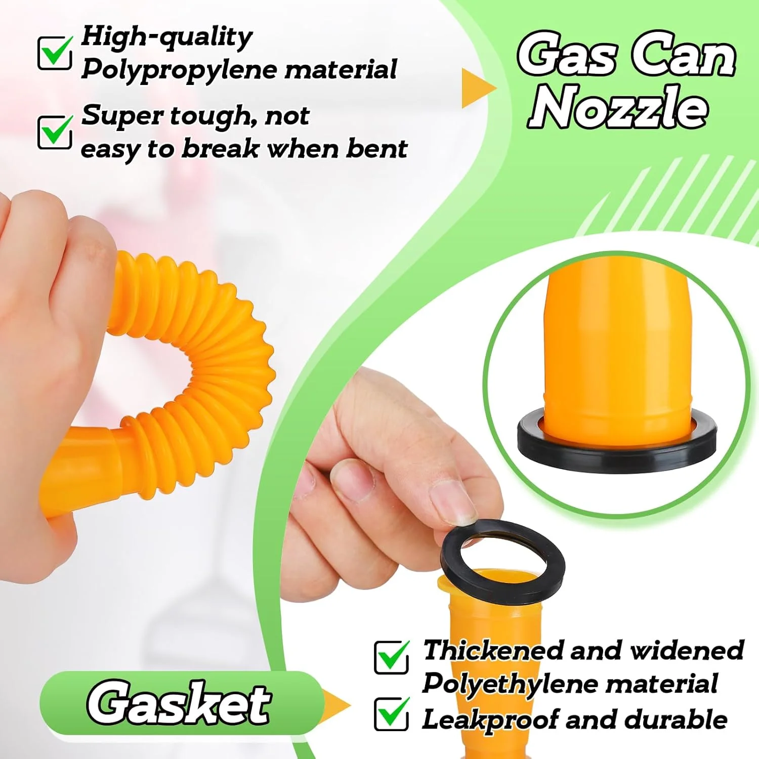 نازل جایگزین برای گالن بنزین PAMASE - کیت 3 عددی نازل مخزن سوخت با واشر برای گالن های روغن 1/2/5/10 گالنی، نصب آسان، ضد ریزش بادوام با درپوش های پیچی، پوشش نازل، درپوش پایه، مته