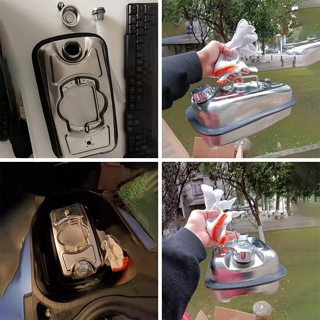 5L Mini Metal Fuel Can, Portable 304 Stainless Steel Petrol Cans Motorcycle Petrol Diesel Spare Can Gasoline Tank Metal Can