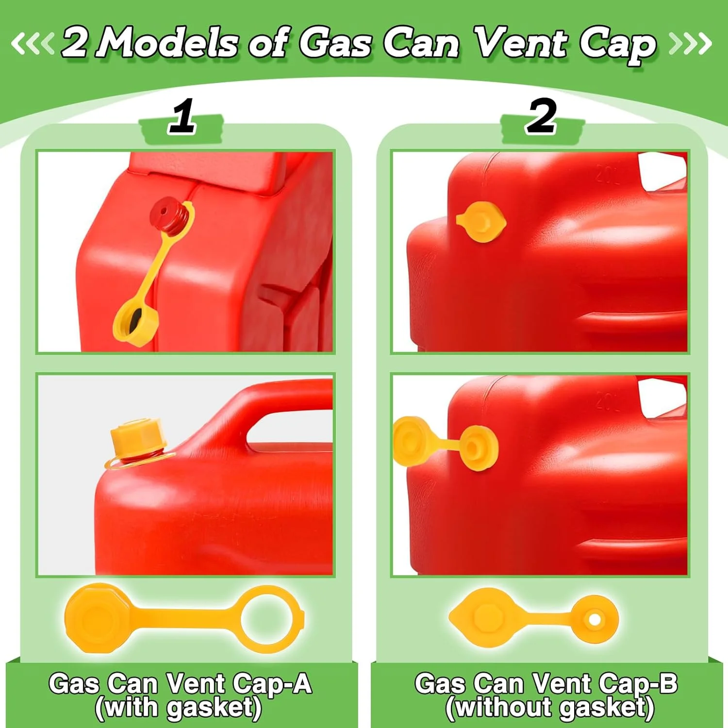 نازل جایگزین برای گالن بنزین PAMASE - کیت 3 عددی نازل مخزن سوخت با واشر برای گالن های روغن 1/2/5/10 گالنی، نصب آسان، ضد ریزش بادوام با درپوش های پیچی، پوشش نازل، درپوش پایه، مته