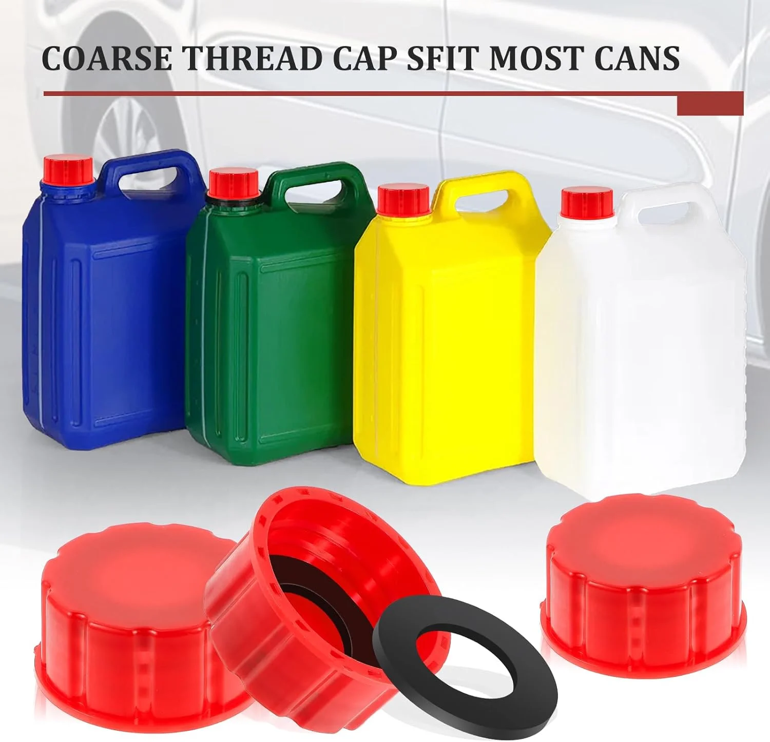 درب باک بنزین پیریو، مناسب برای باک های 5 گالن با رزوه درشت، درب جایگزین باک بنزین 5 گالن، درب باک قابل حمل برای باک های پلاستیکی و فلزی، 4 عدد