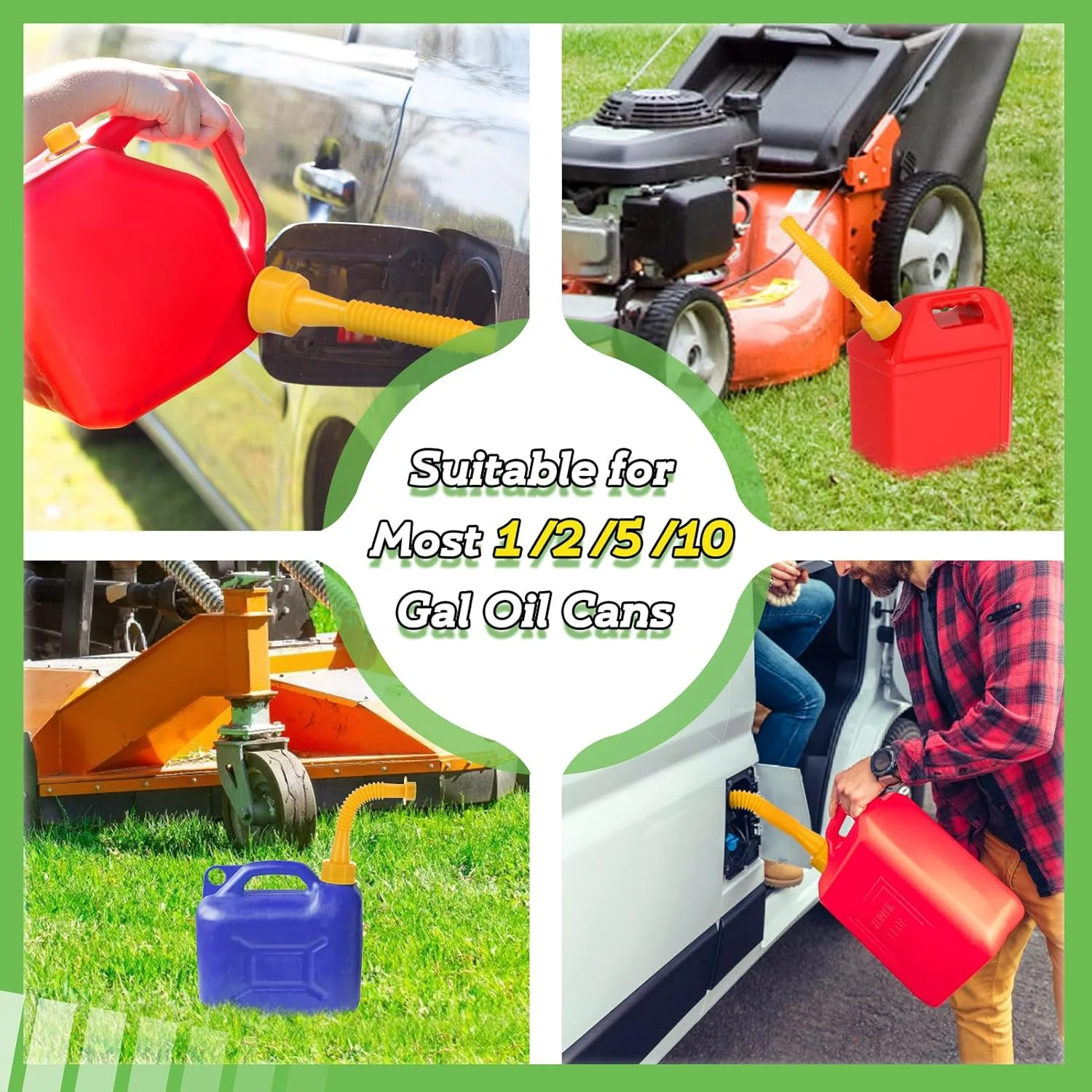 نازل جایگزین برای گالن بنزین PAMASE - کیت 3 عددی نازل مخزن سوخت با واشر برای گالن های روغن 1/2/5/10 گالنی، نصب آسان، ضد ریزش بادوام با درپوش های پیچی، پوشش نازل، درپوش پایه، مته