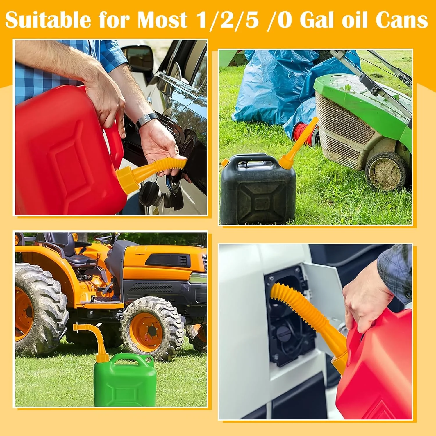 مجموعه 3 عددی نازل قیفی باک بنزین، نازل تانک مقیاس پذیر، مجموعه جایگزین خروجی باک بنزین با مته 8 میلی متری مناسب برای اکثر ظروف 1/2/5/10 گالنی