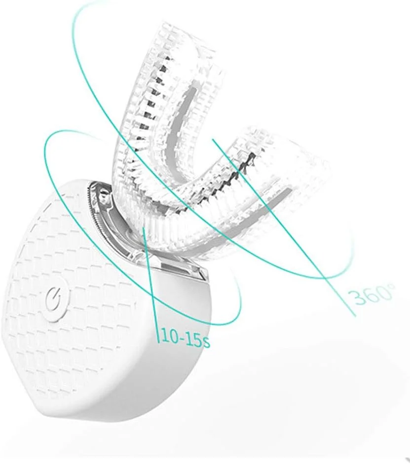 LOVEQIZI 360° Electric Toothbrush Teeth Whitening Kit, Cold Light Fully Automatic U Type Mouth Cleaner IPX7 Waterproof Portable Zero Peroxide Sonic Toothbrush