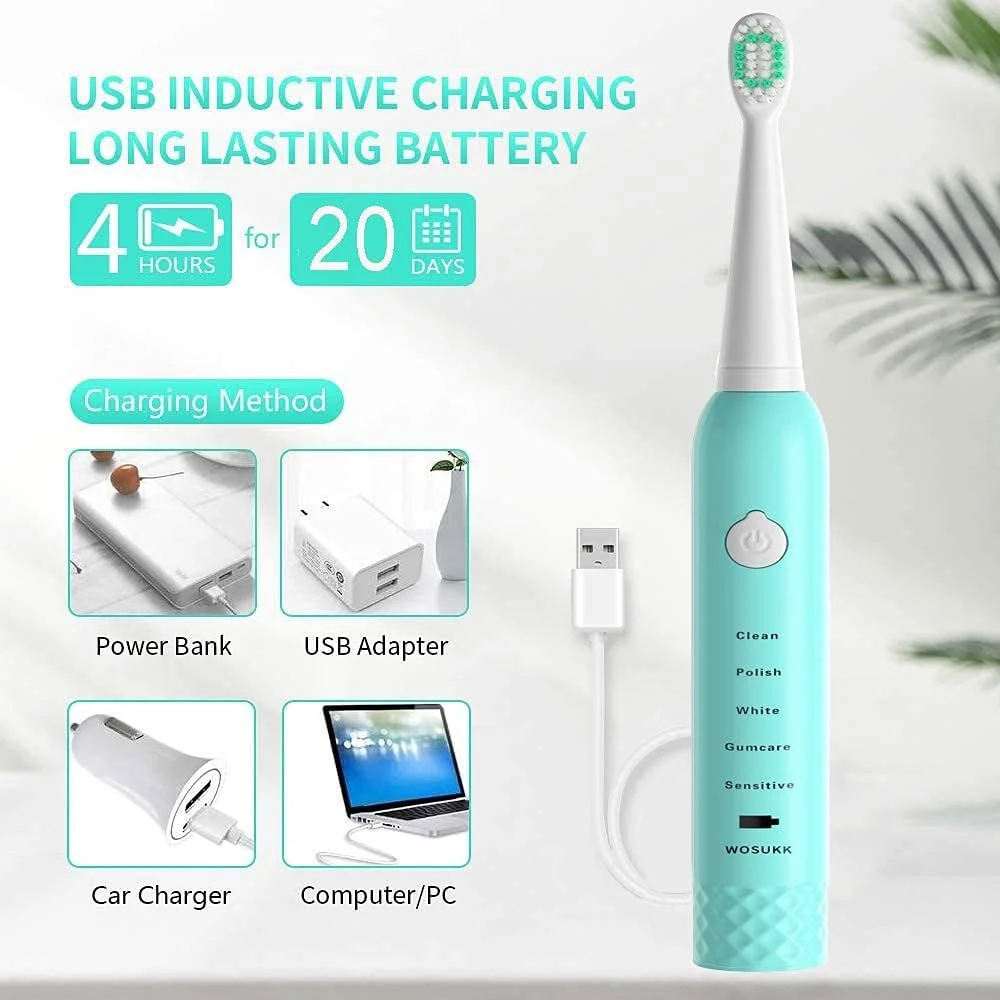 KASTWAVE Sonic Electric Toothbrush for Children with 5 Modes and Smart Timer, Waterproof USB Rechargeable Ultrasonic Design, Includes 4 Replacement Brush Heads for Adults KASTWAVE Sonic Electric Toothbrush for Children with 5 Modes and Smart Timer, Waterproof USB Rechargeable Ultrasonic Design, Includes 4 Replacement Brush Heads for Adults