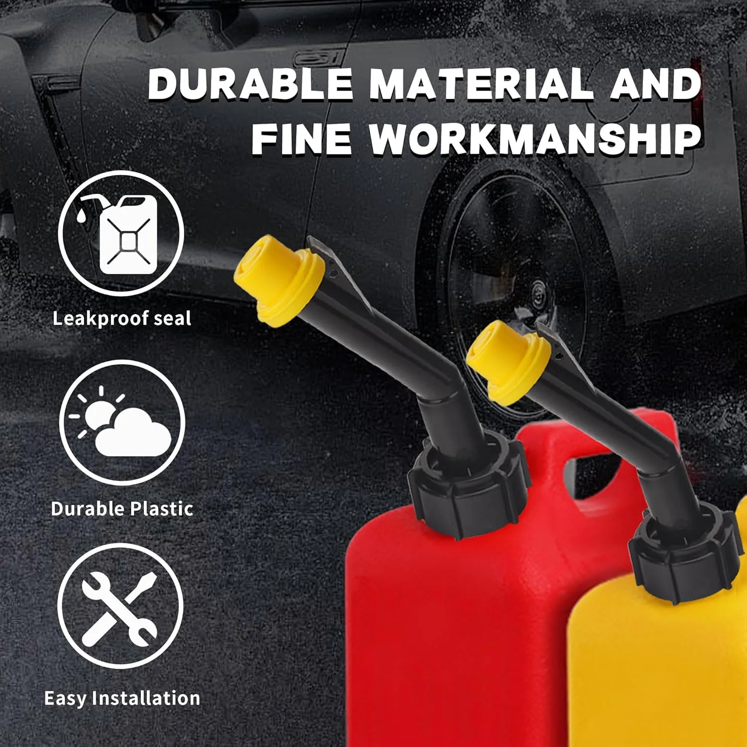 درب بنزین حرفه ای مپلزا مدل Top Hat Blitz، زرد - جایگزین جهانی خروجی با تهویه برای گالن های 1 و 2 گالنی بنزین، بسته 8 عددی