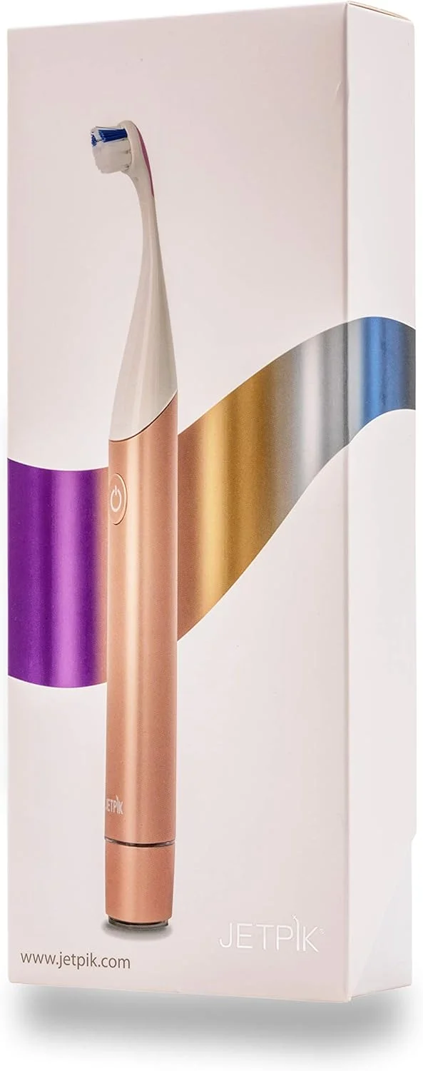 مسواک برقی سونیک قابل شارژ جت‌پیک JP300 مدرن برای بزرگسالان - 5 حالت مسواک زدن، بدنه آلومینیومی ممتاز، ضد آب، شارژ القایی USB، دارای کیف مسافرتی قابل حمل - رنگ قرمز