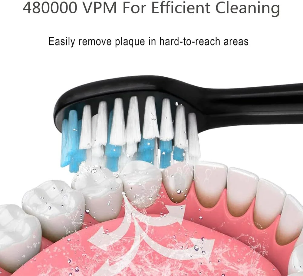 مسواک برقی HSYTEK، مسواک صوتی سفید کننده، دو دسته با 8 سر برس، برای بزرگسالان و کودکان، 48000 VPM - 3 حالت - تایمرهای هوشمند - 4 ساعت شارژ برای 45 روز استفاده (دسته ترکیبی - 2)